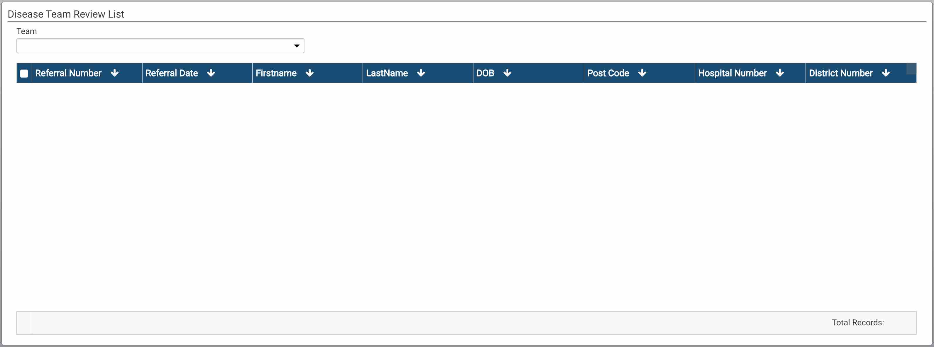 Disease Team Review List Initial Screen