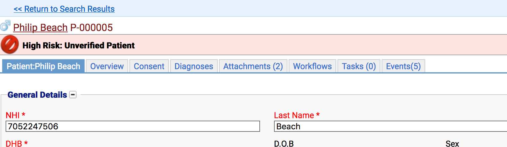 Alert Type on a patient