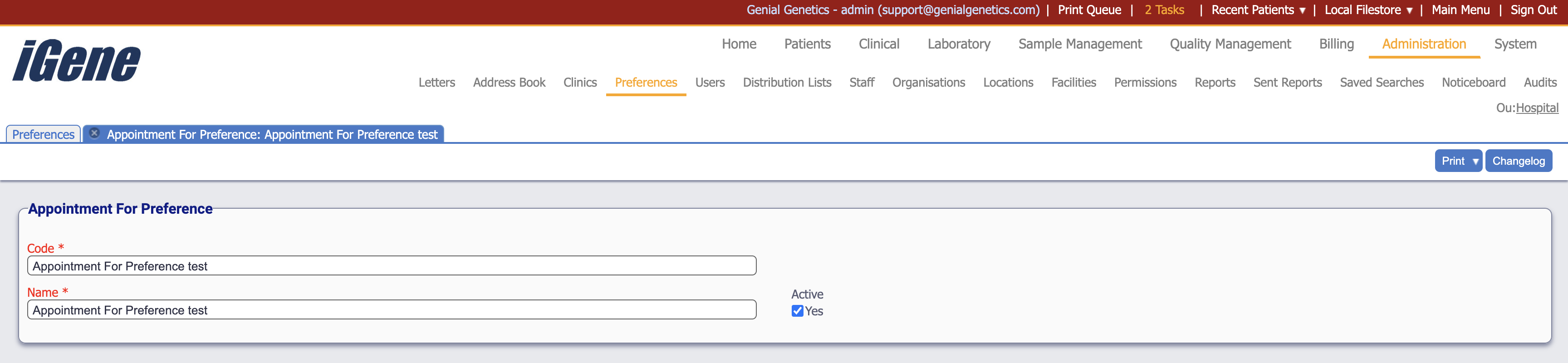 Edit Appointment For