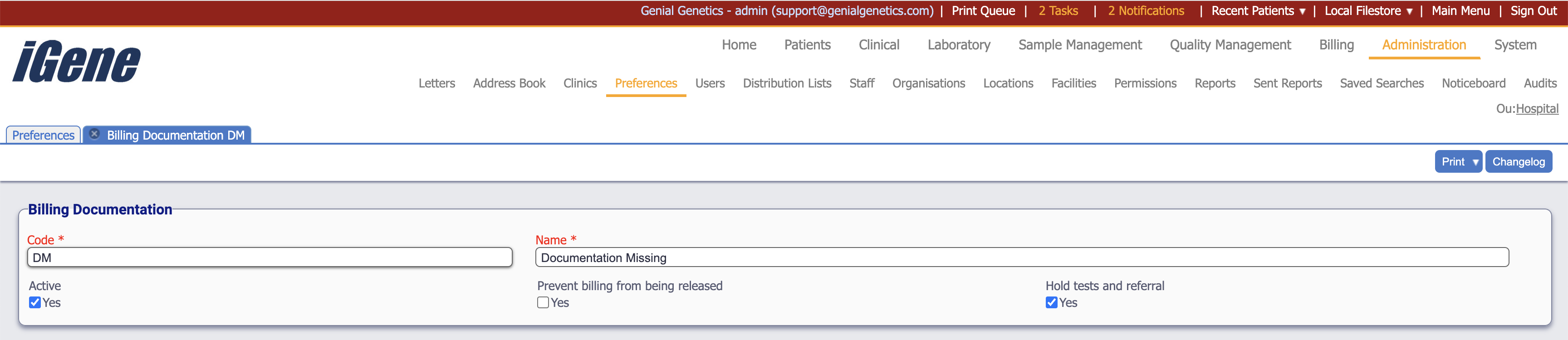 Edit Billing Documentation