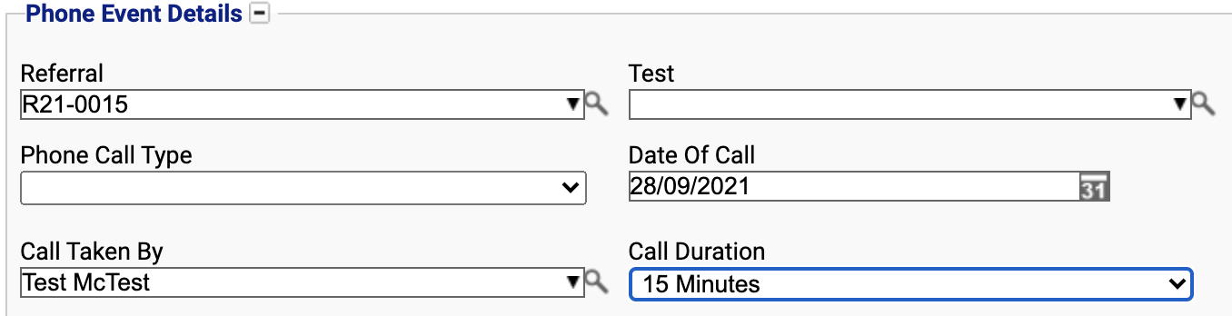 Call duration added to a phone event.
