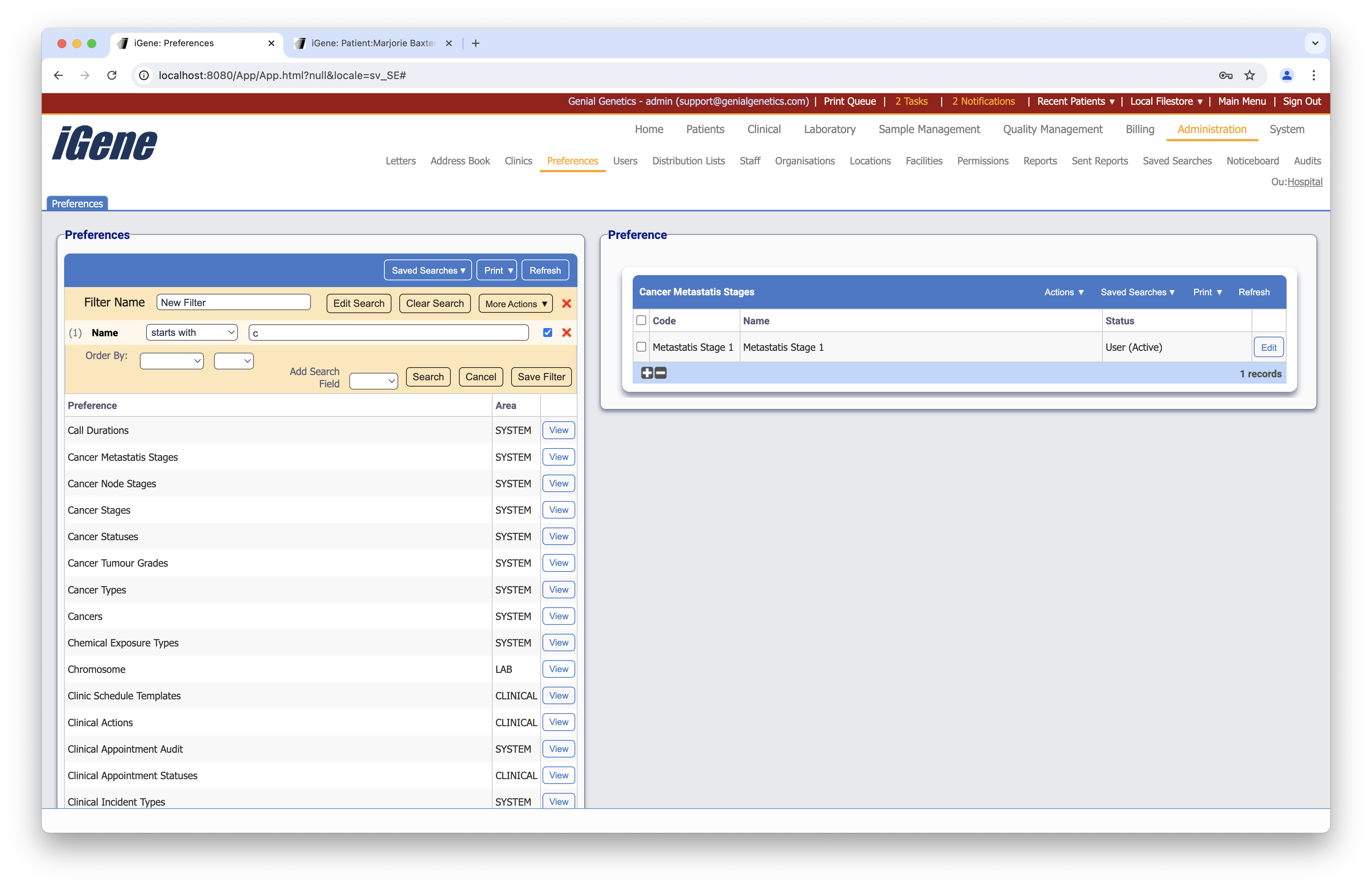 Cancer Metastatis Stages list