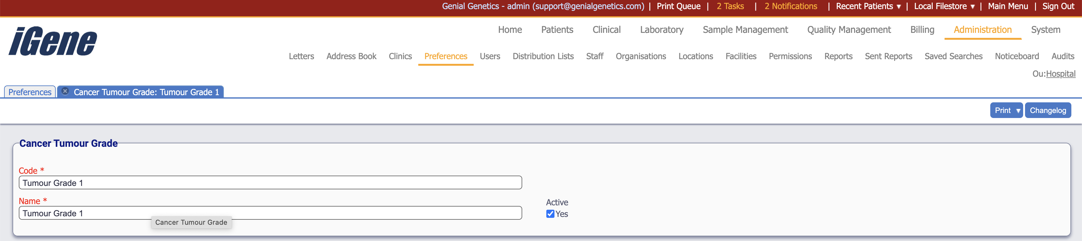 Edit Cancer Tumour Grade