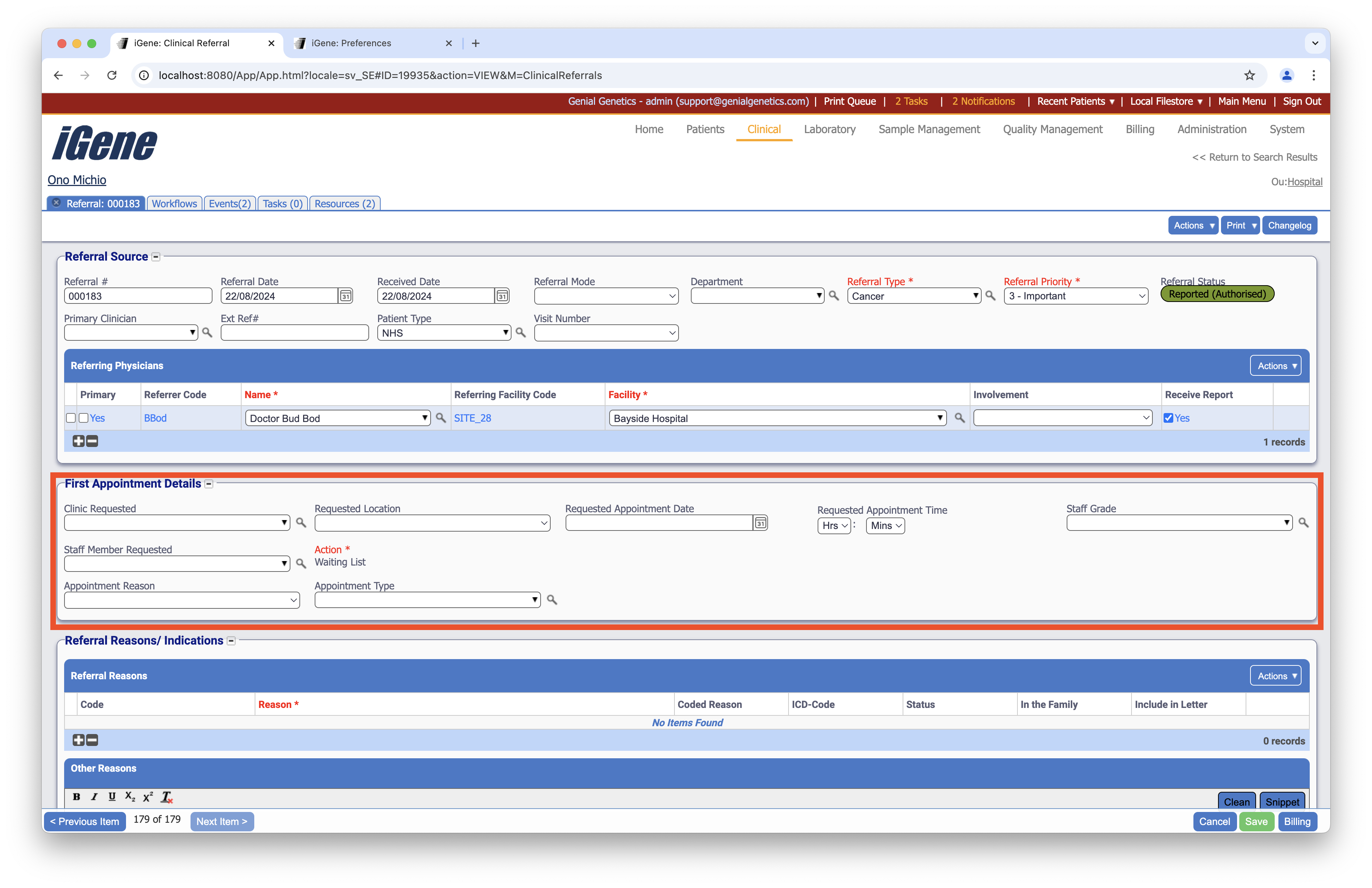 Clinician Involvement Status