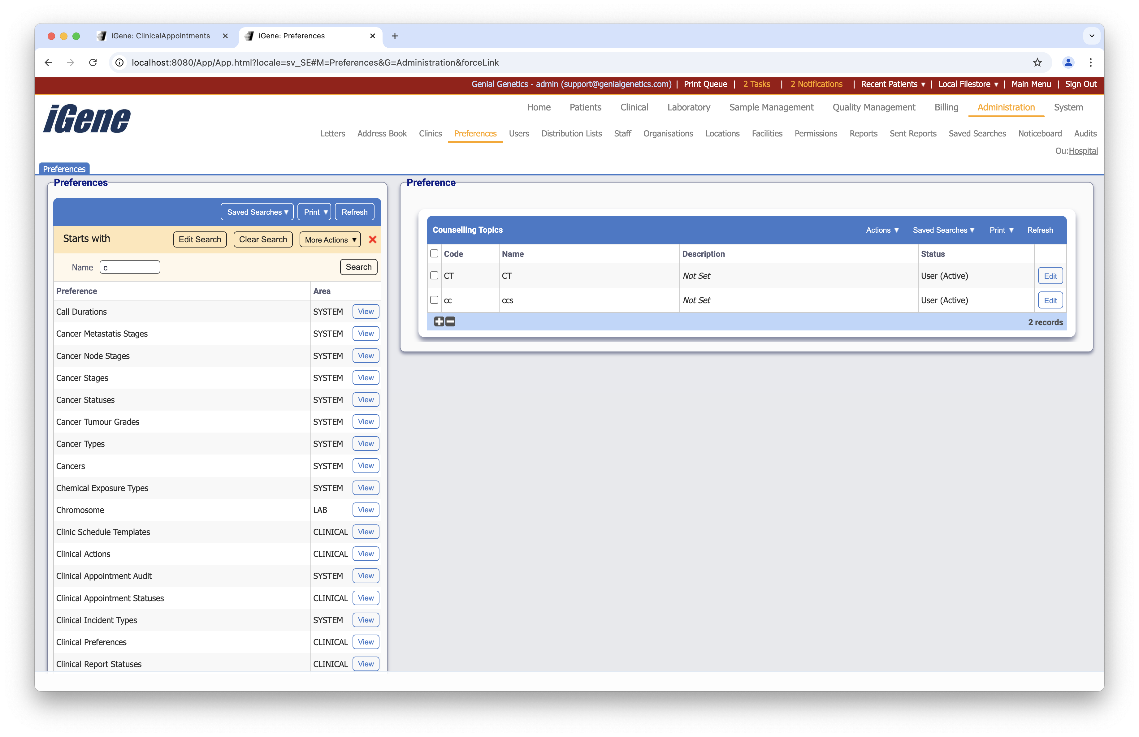 Counselling Topics list