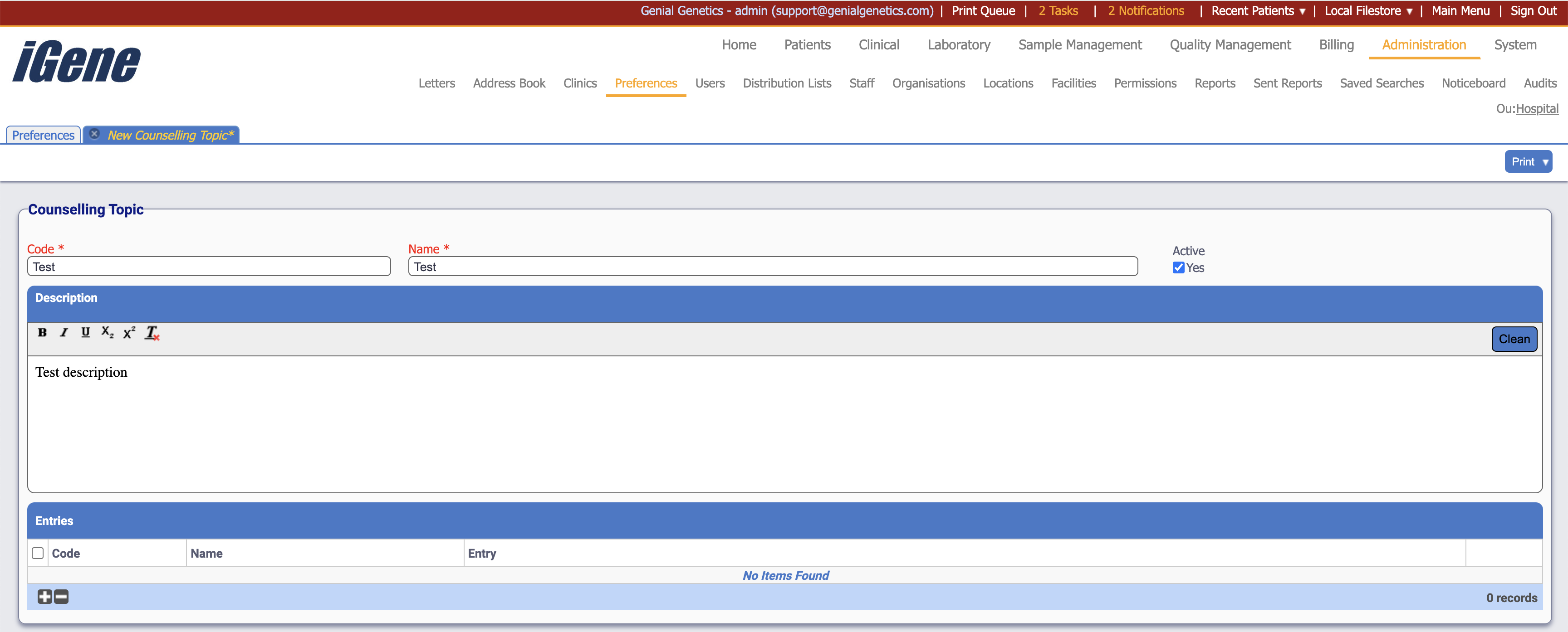 Edit Counselling Topic