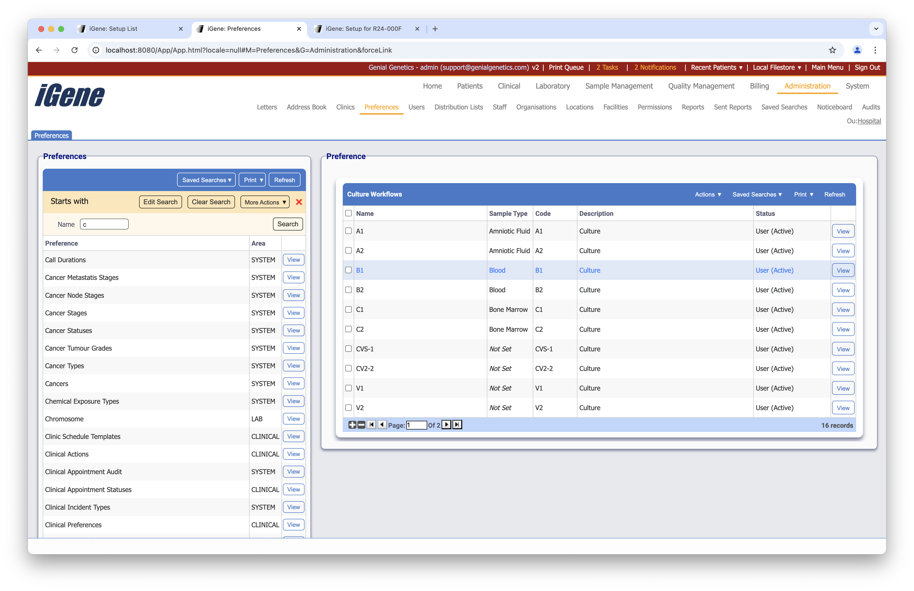 Culture Workflows list