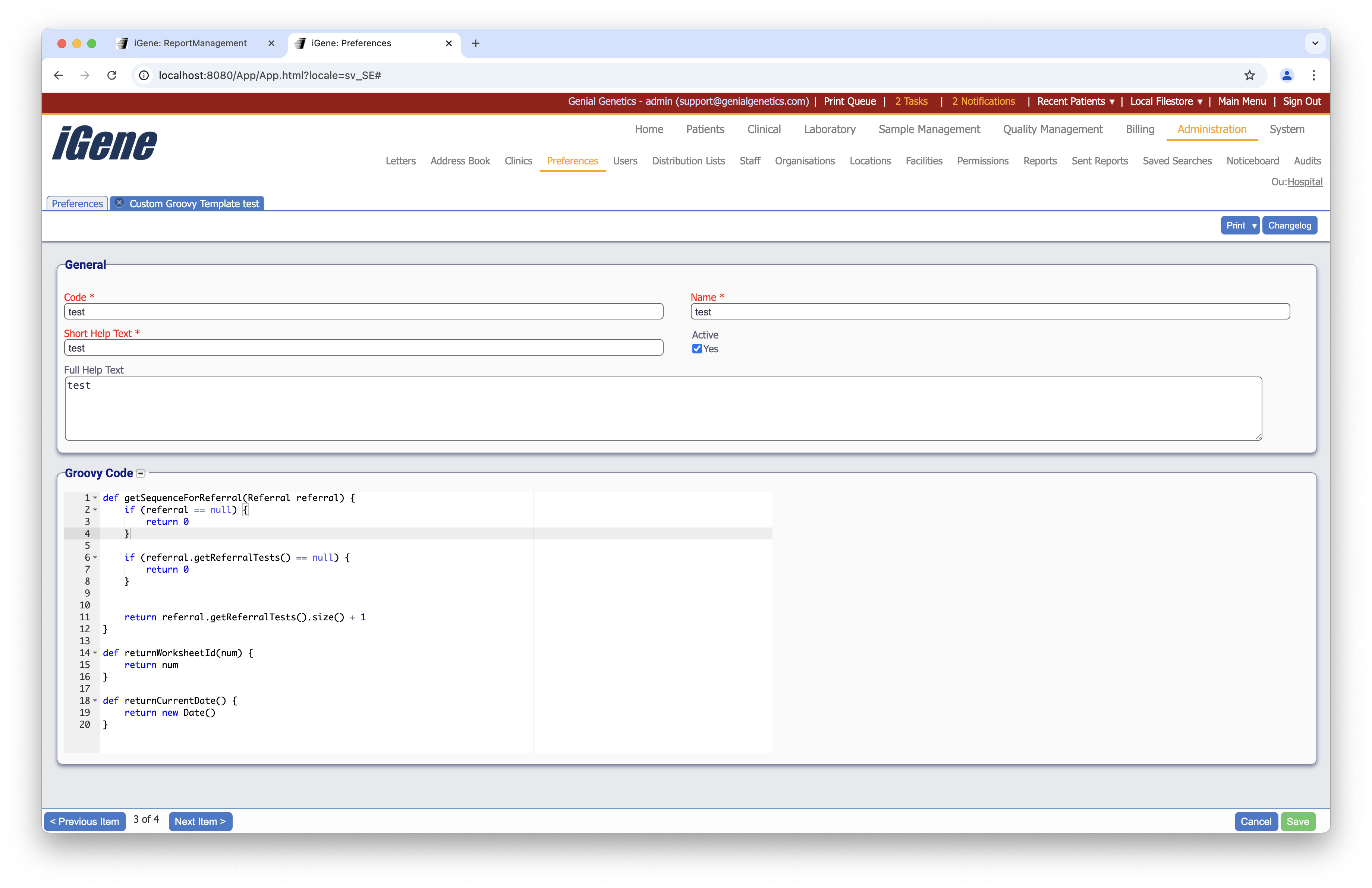 Edit Custom Groovy Template