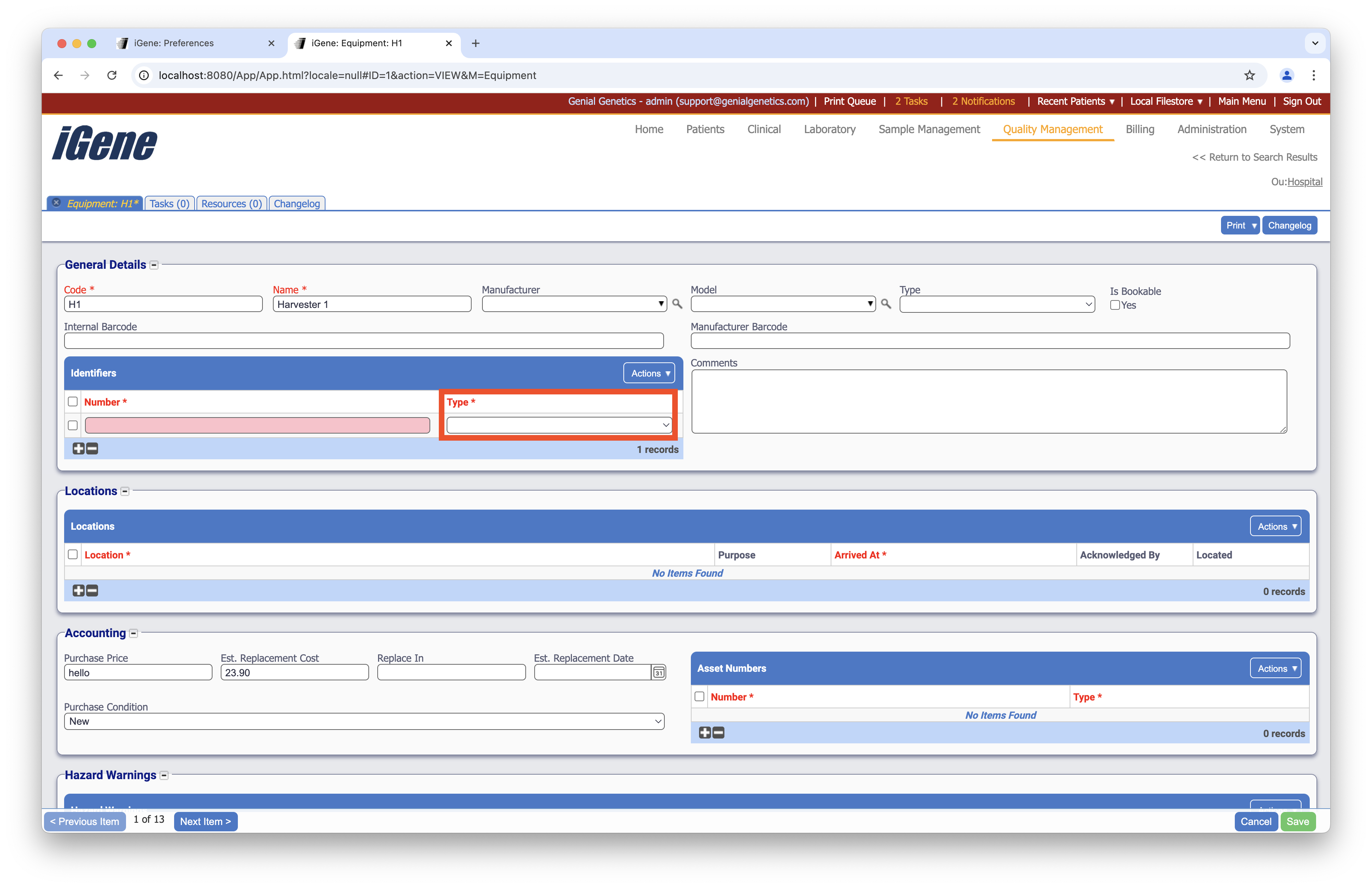 Equipment Identifier Types
