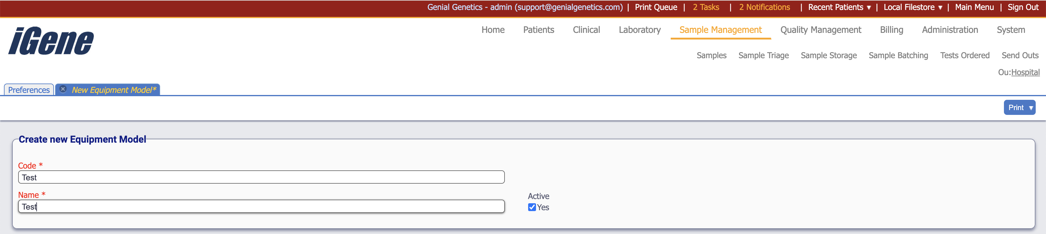 Edit Equipment Model