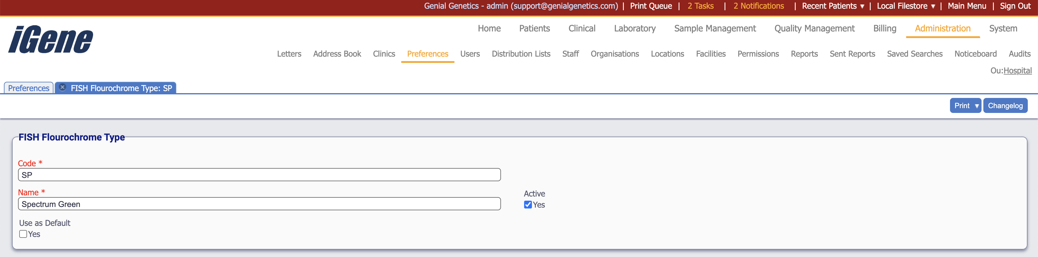 Edit FISH Flourochrome Type