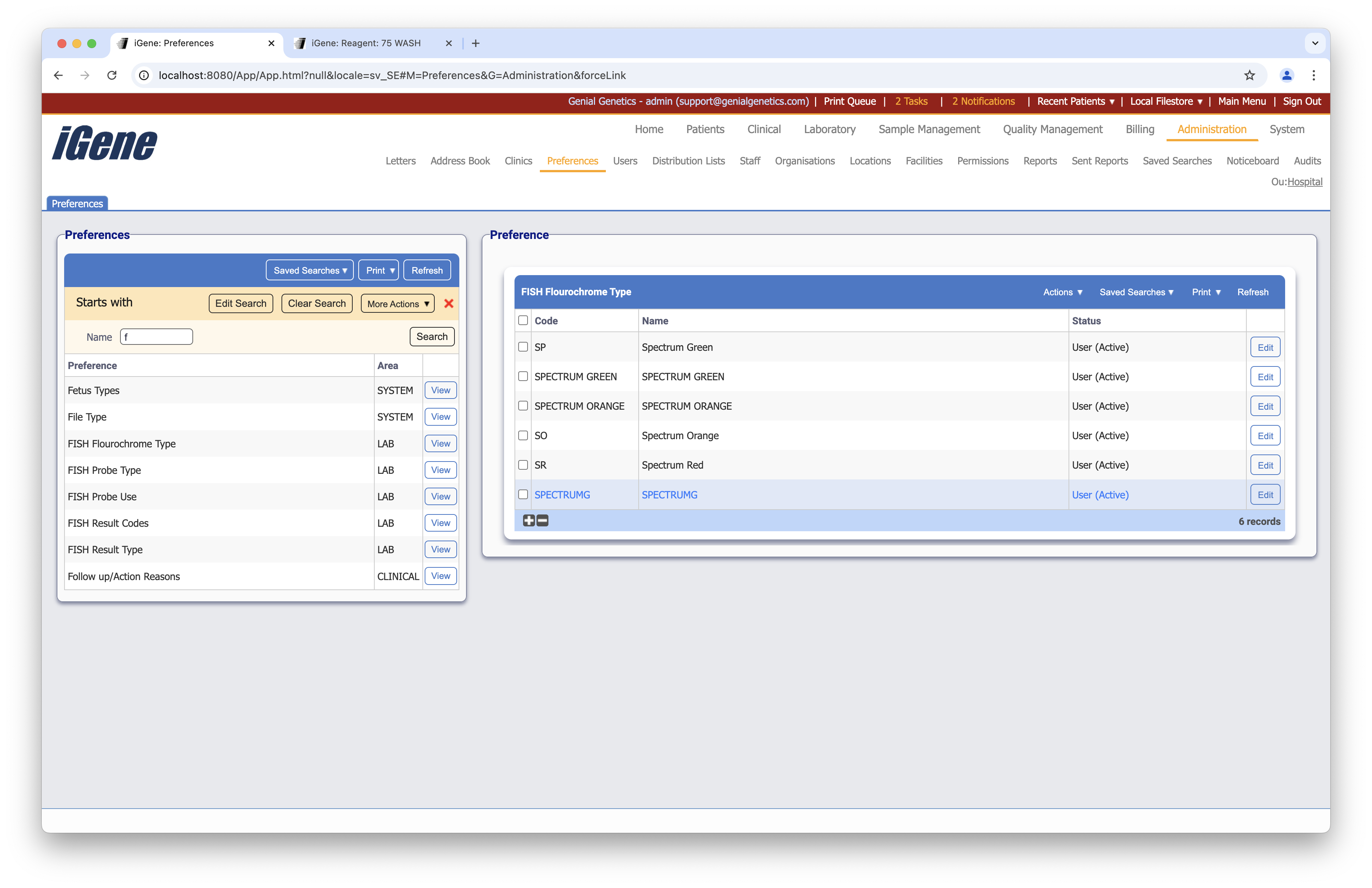 FISH Flourochrome Types list