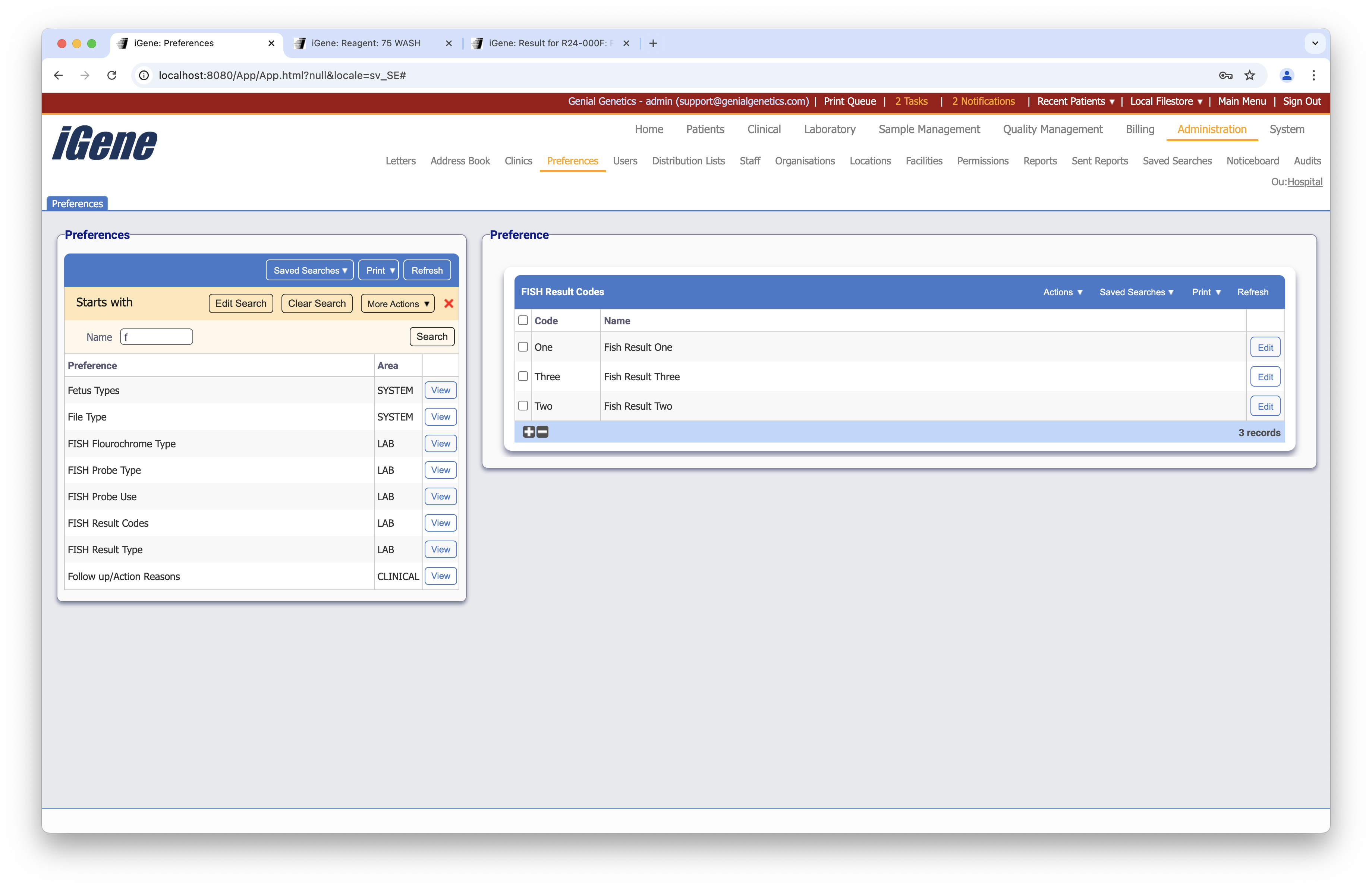 Fish Result Codes list