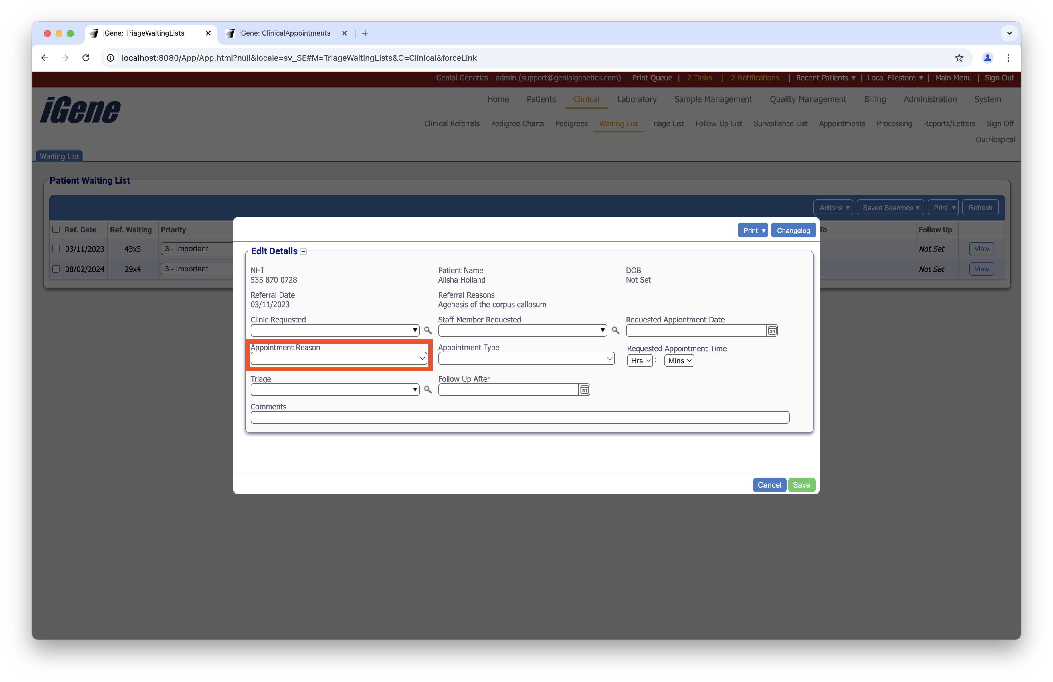 Follow Up/Action Reasons