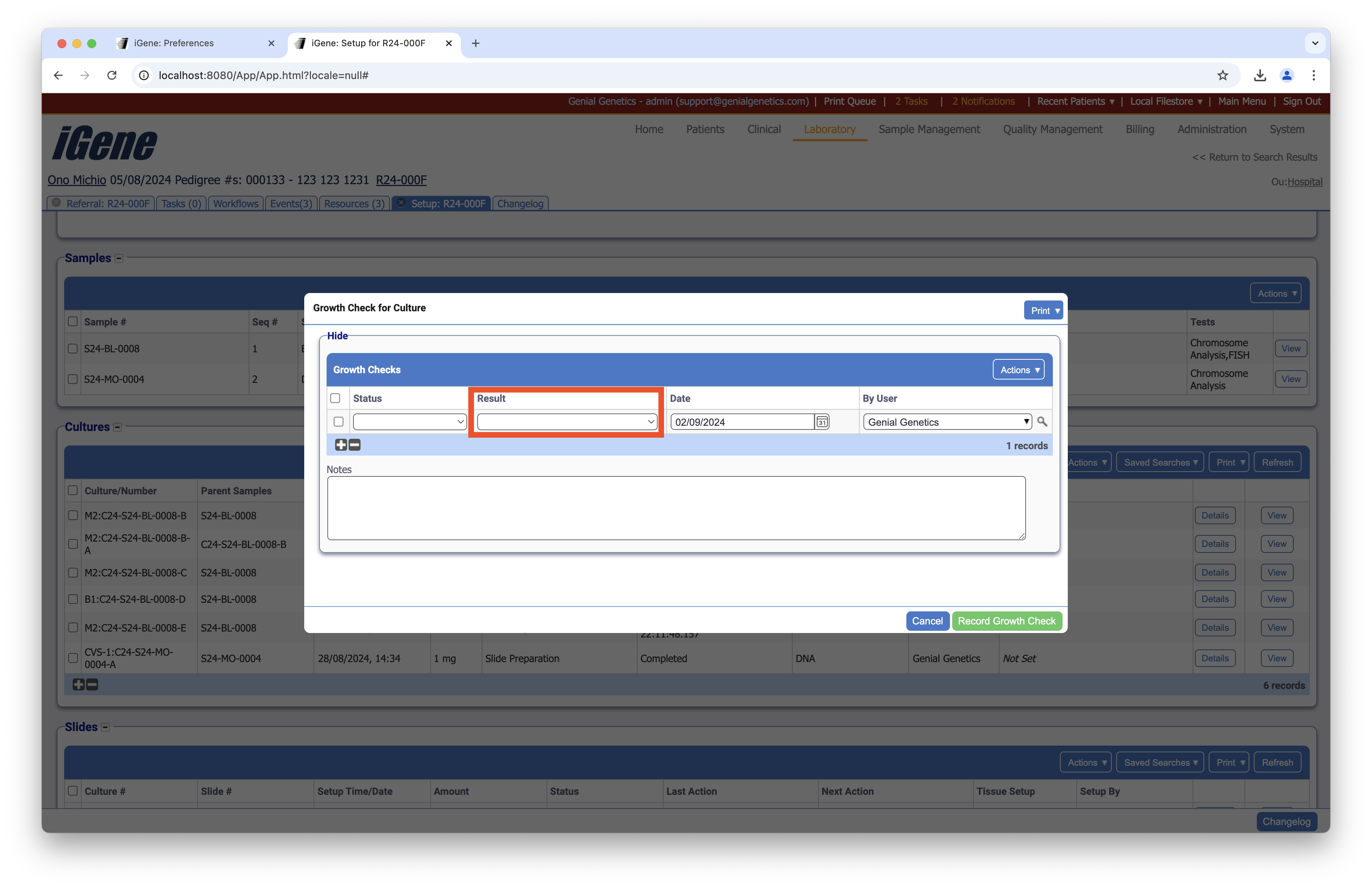 Growth Check Results
