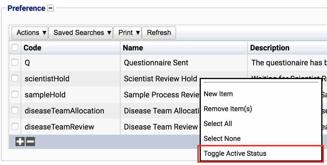 Toggle Active Status of Hold Reason