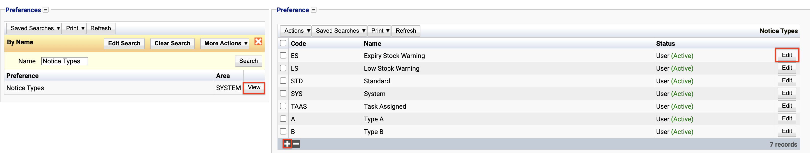 Finding the notice type preference in the preference list.