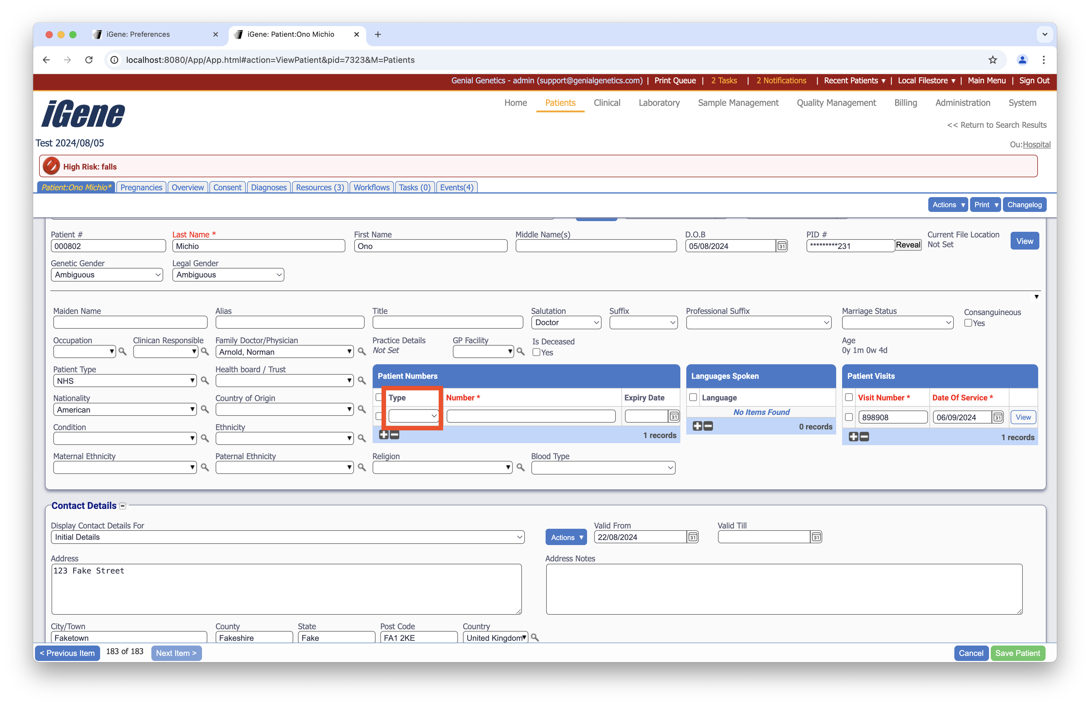 Patient Number Types