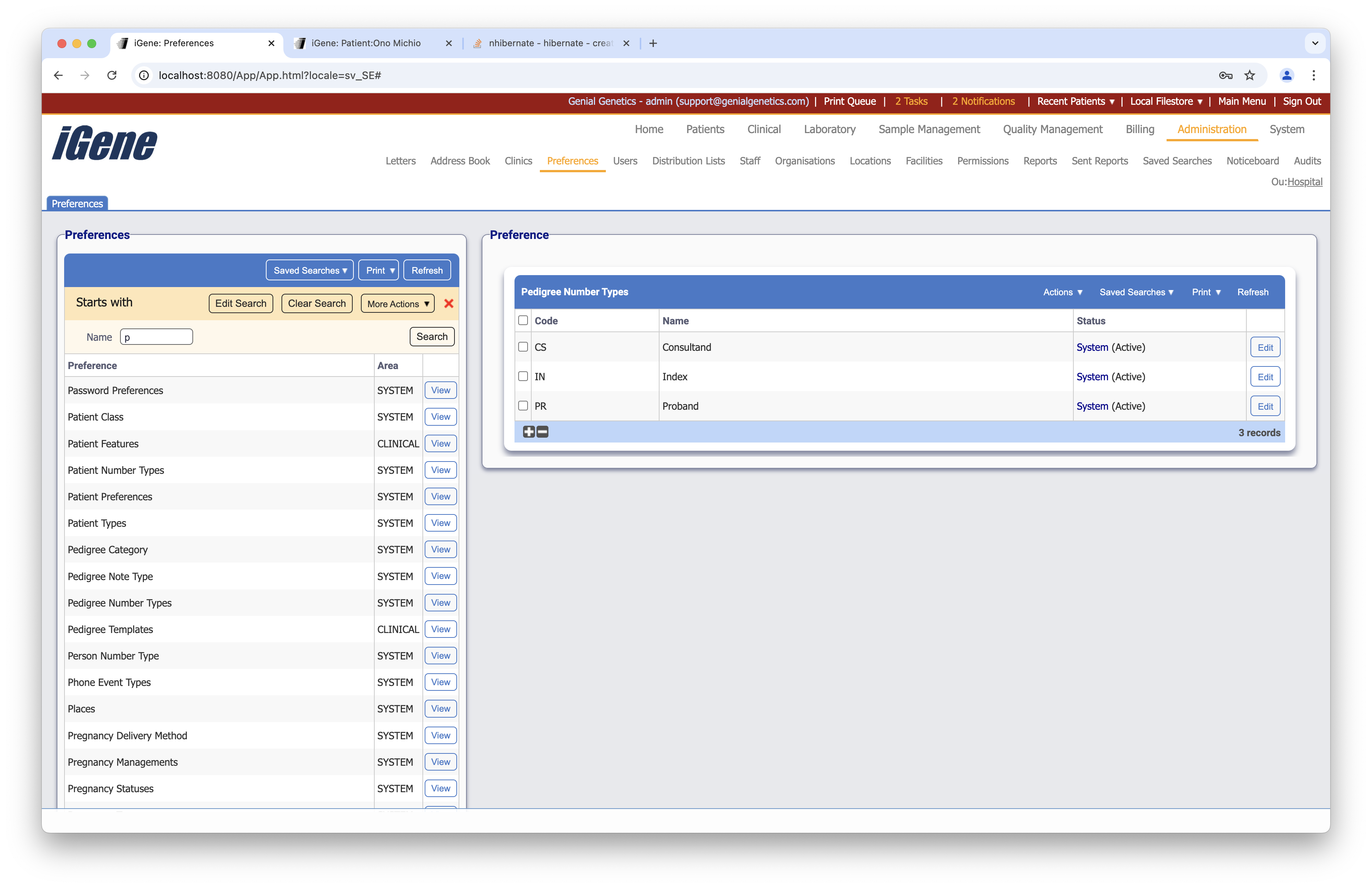 Pedigree Number Types list