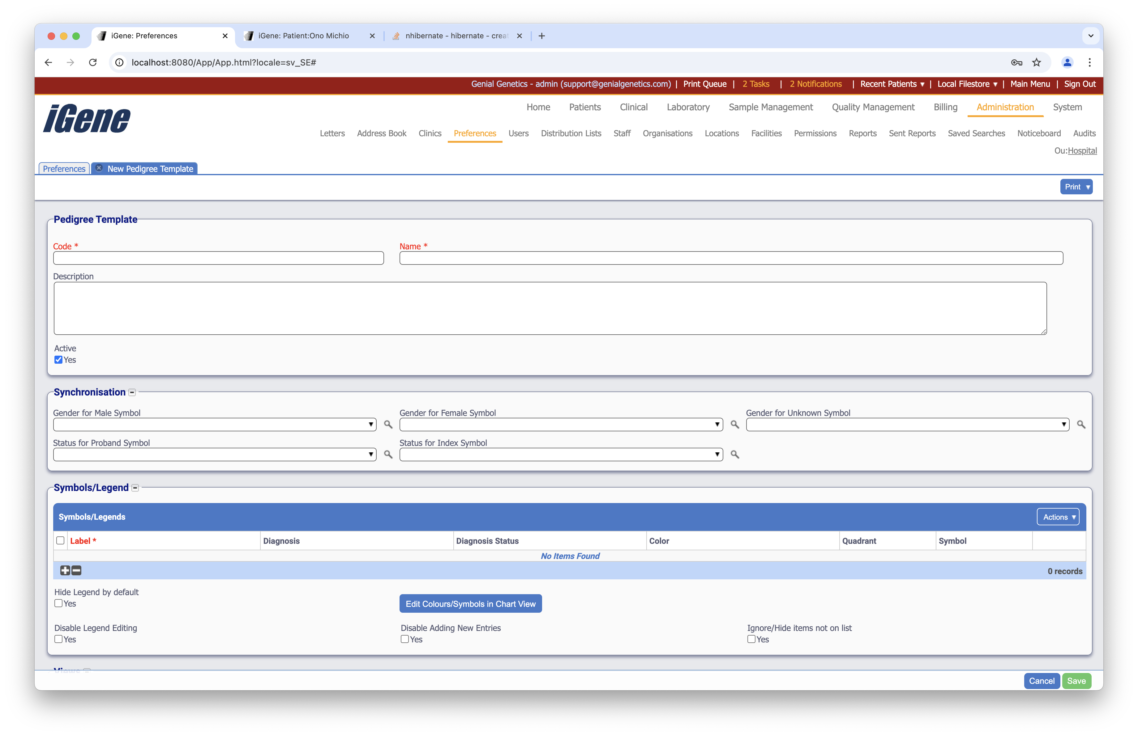Edit Pedigree Template
