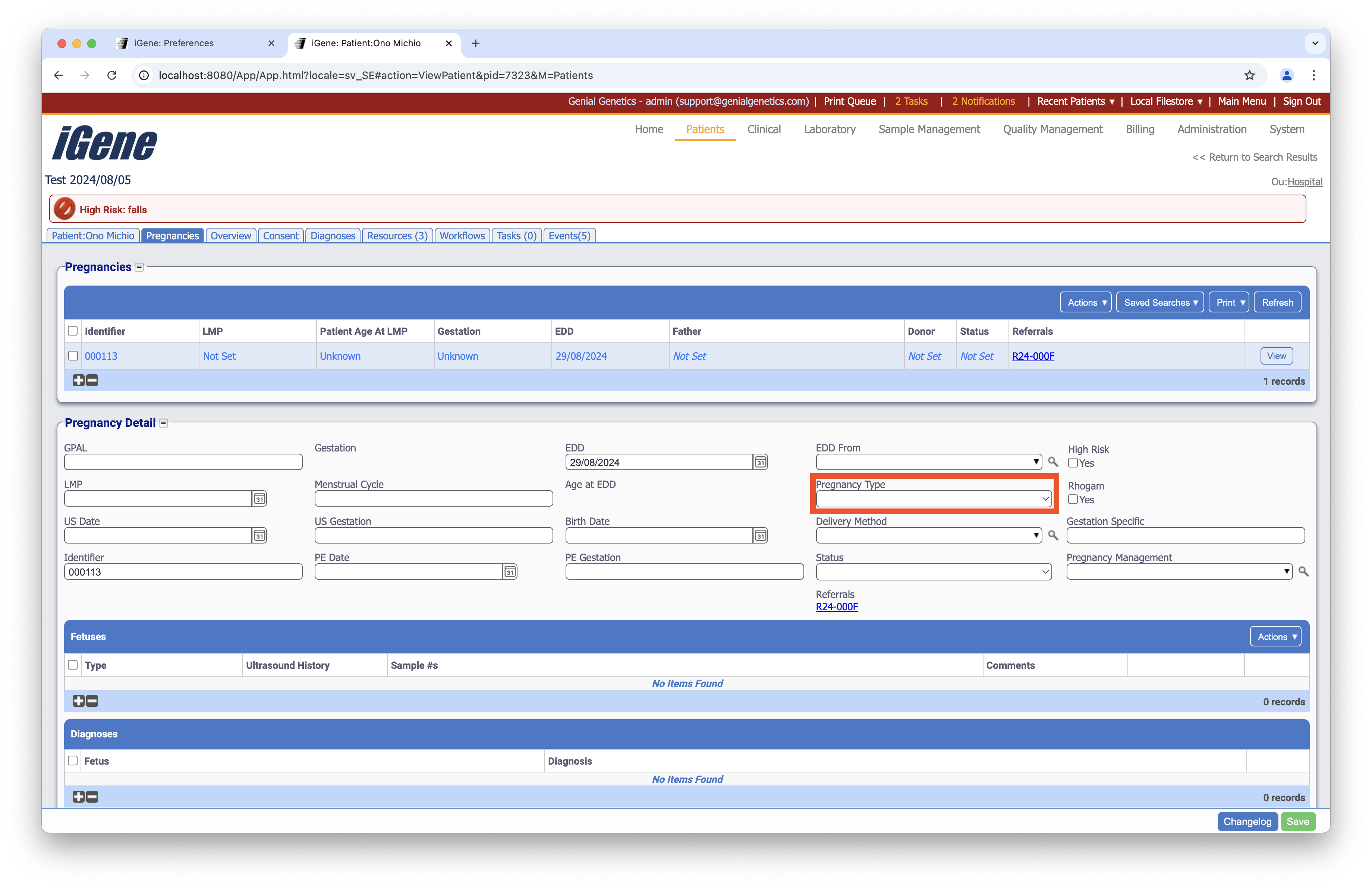 Pregnancy Types list