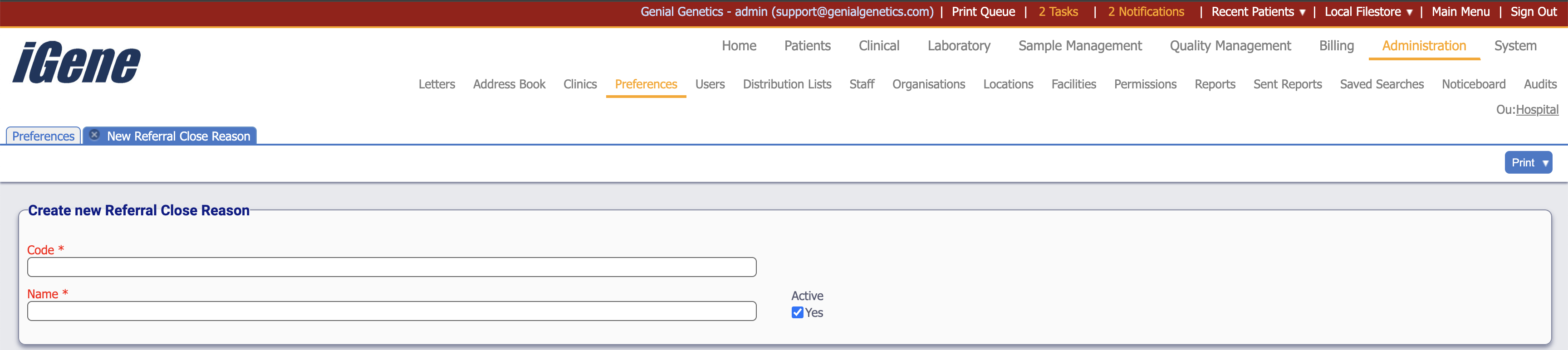 Edit Referral Close Reason