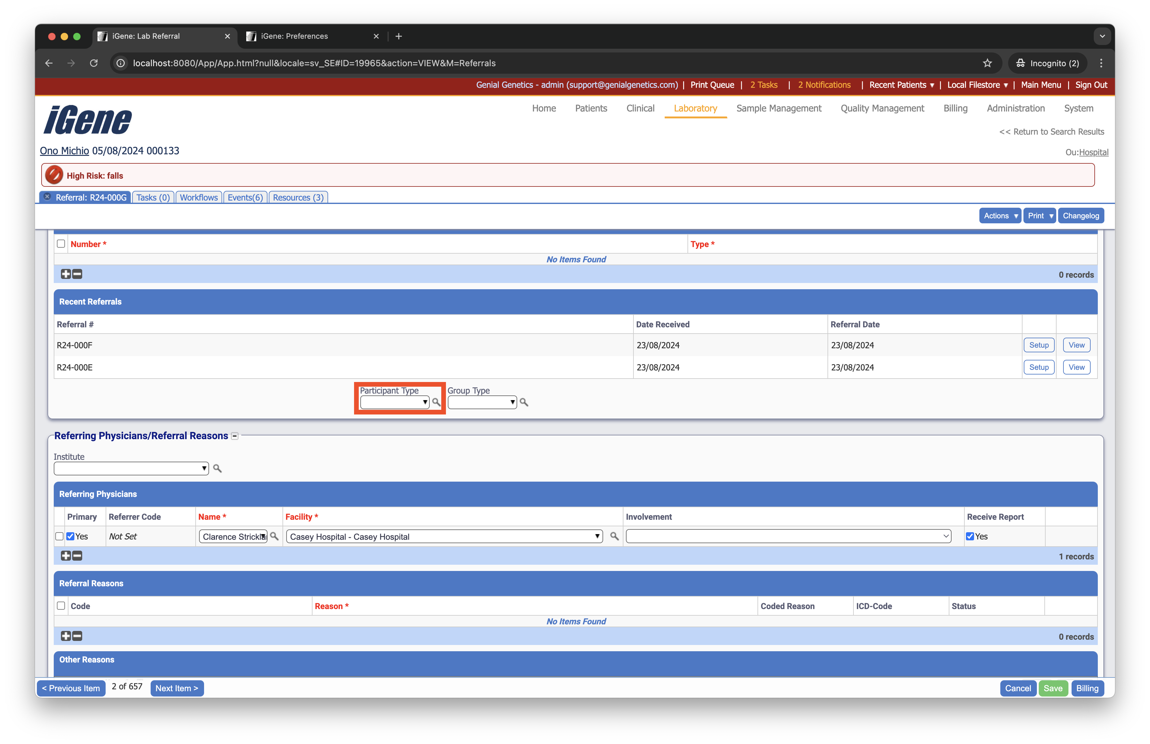 Referral Participant Types