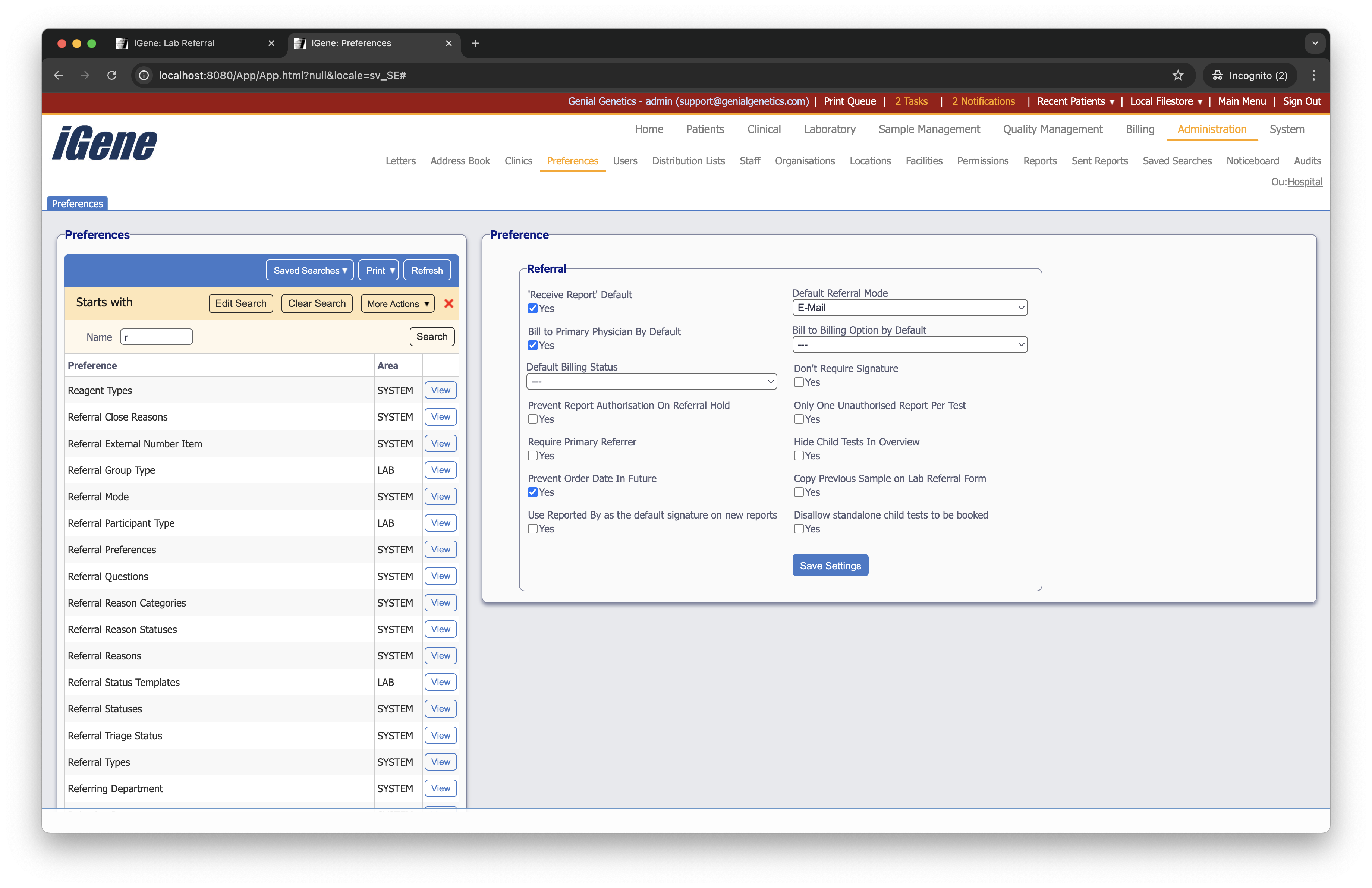 Referral Preferences