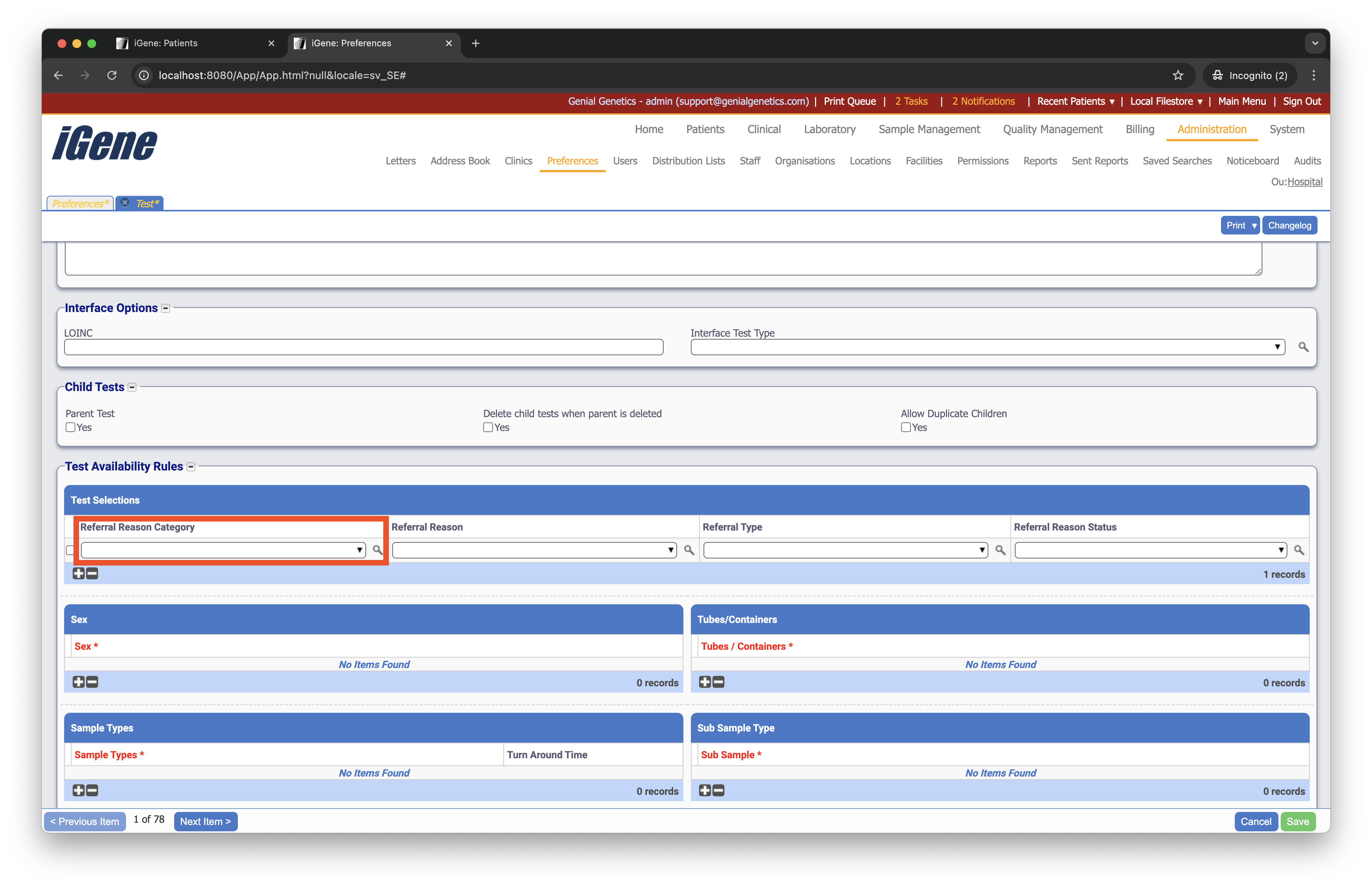 Referral Reason Categories
