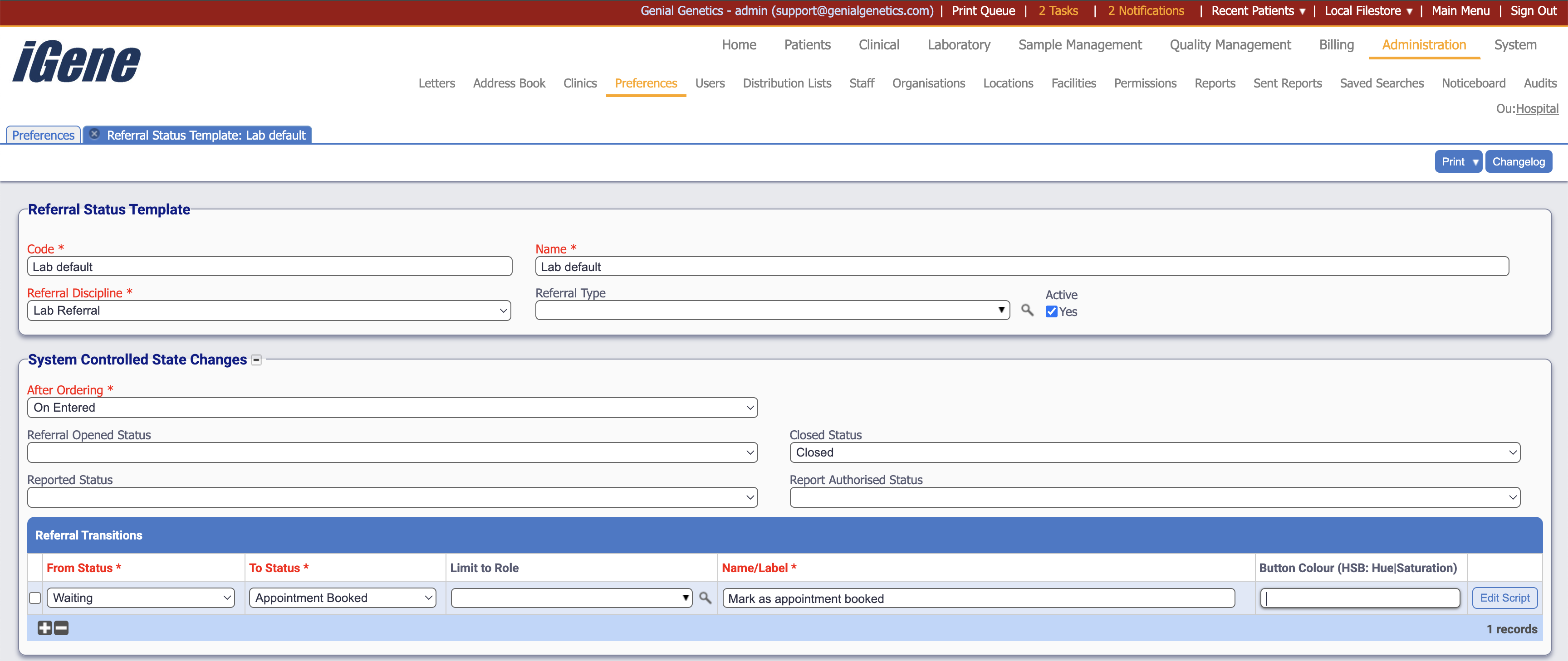 Referral Status Templates