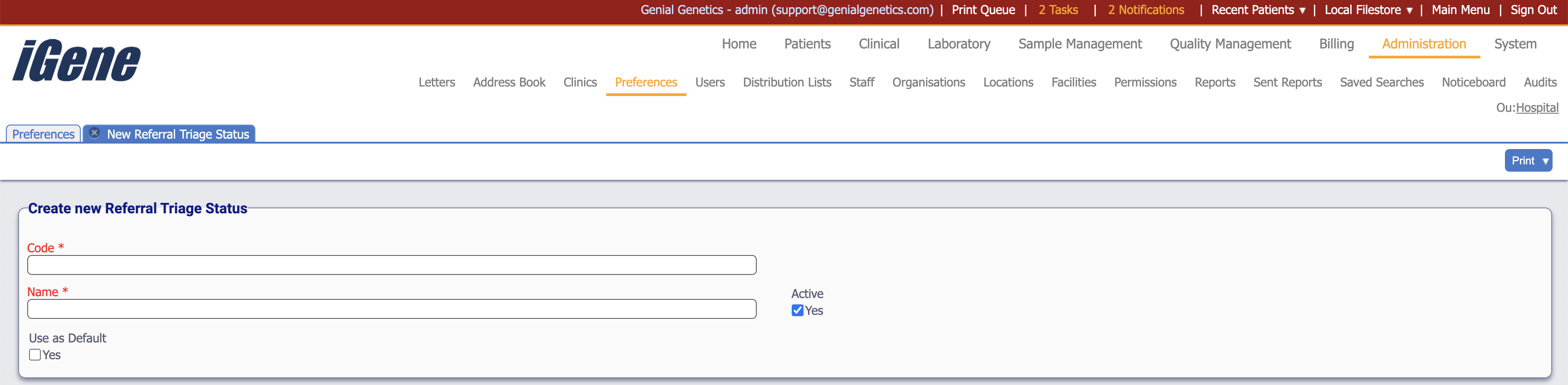 Edit Referral Triage Status