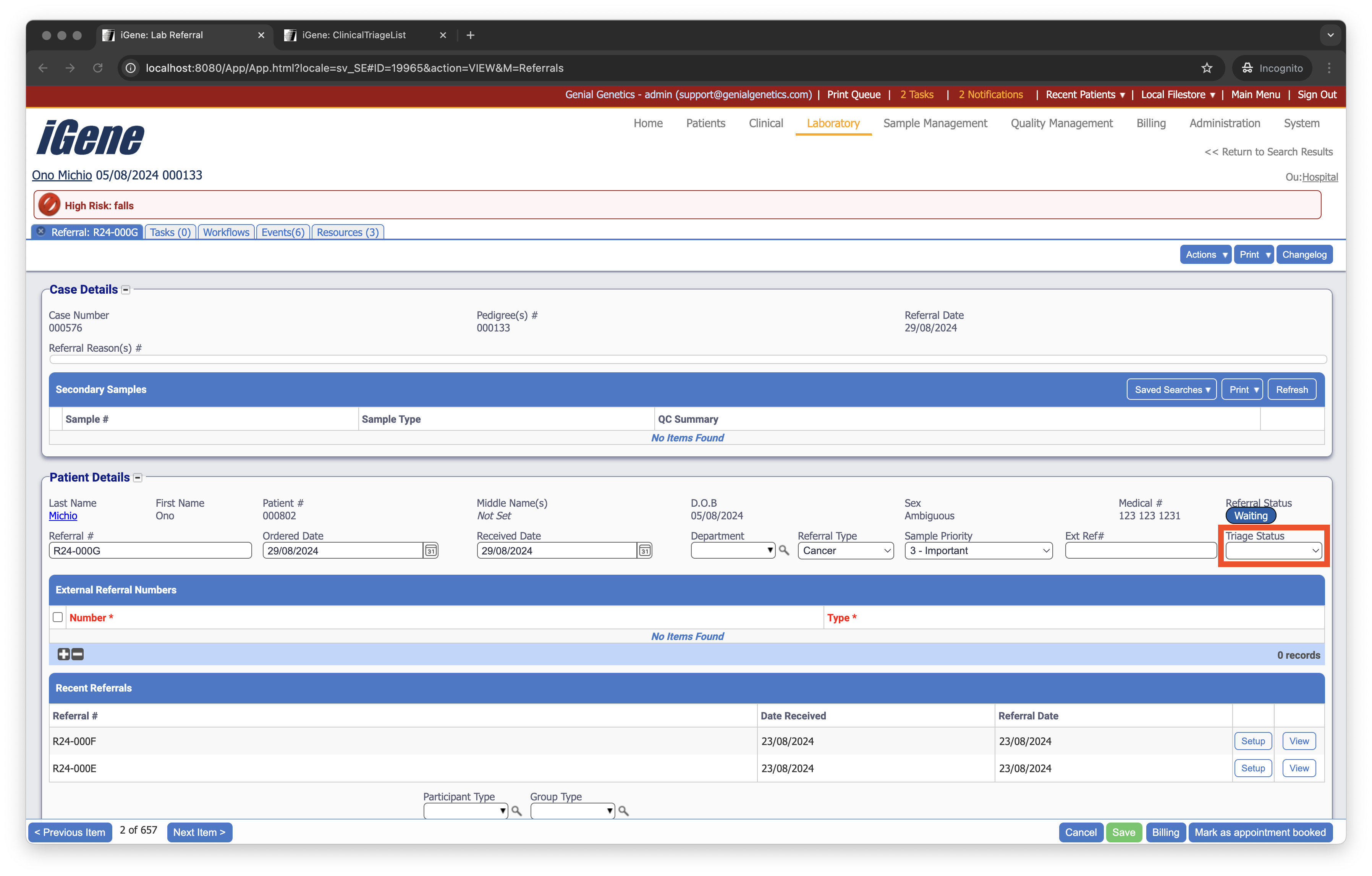 Referral Triage Statuses