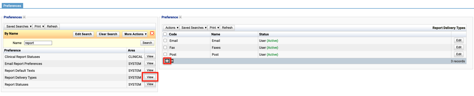 Finding the report delivery type preference