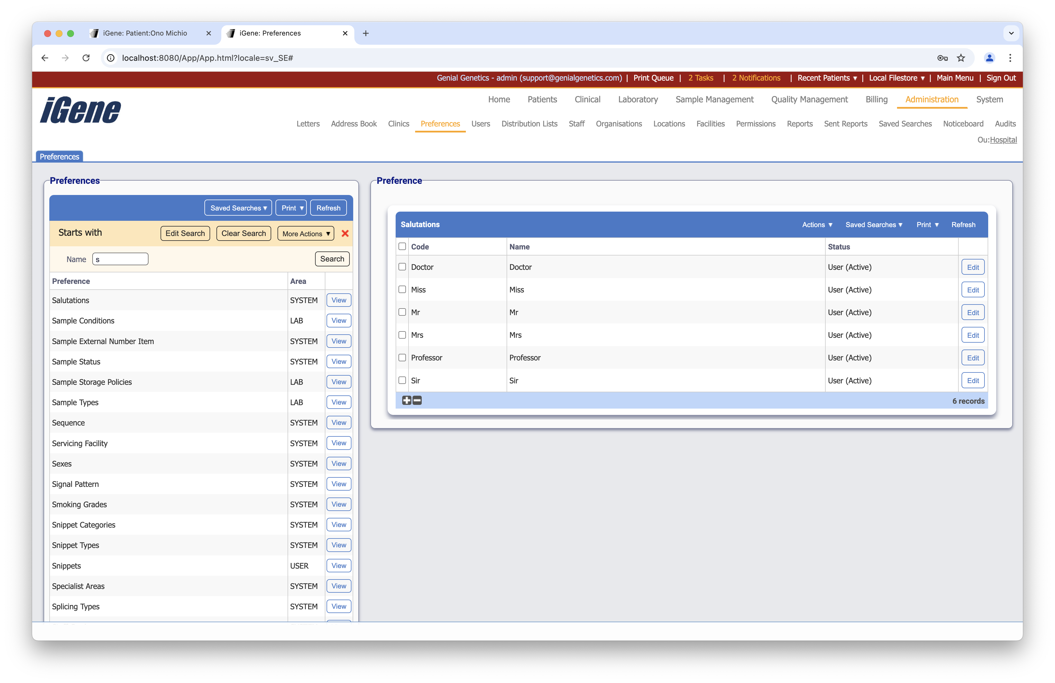 Salutations List Form
