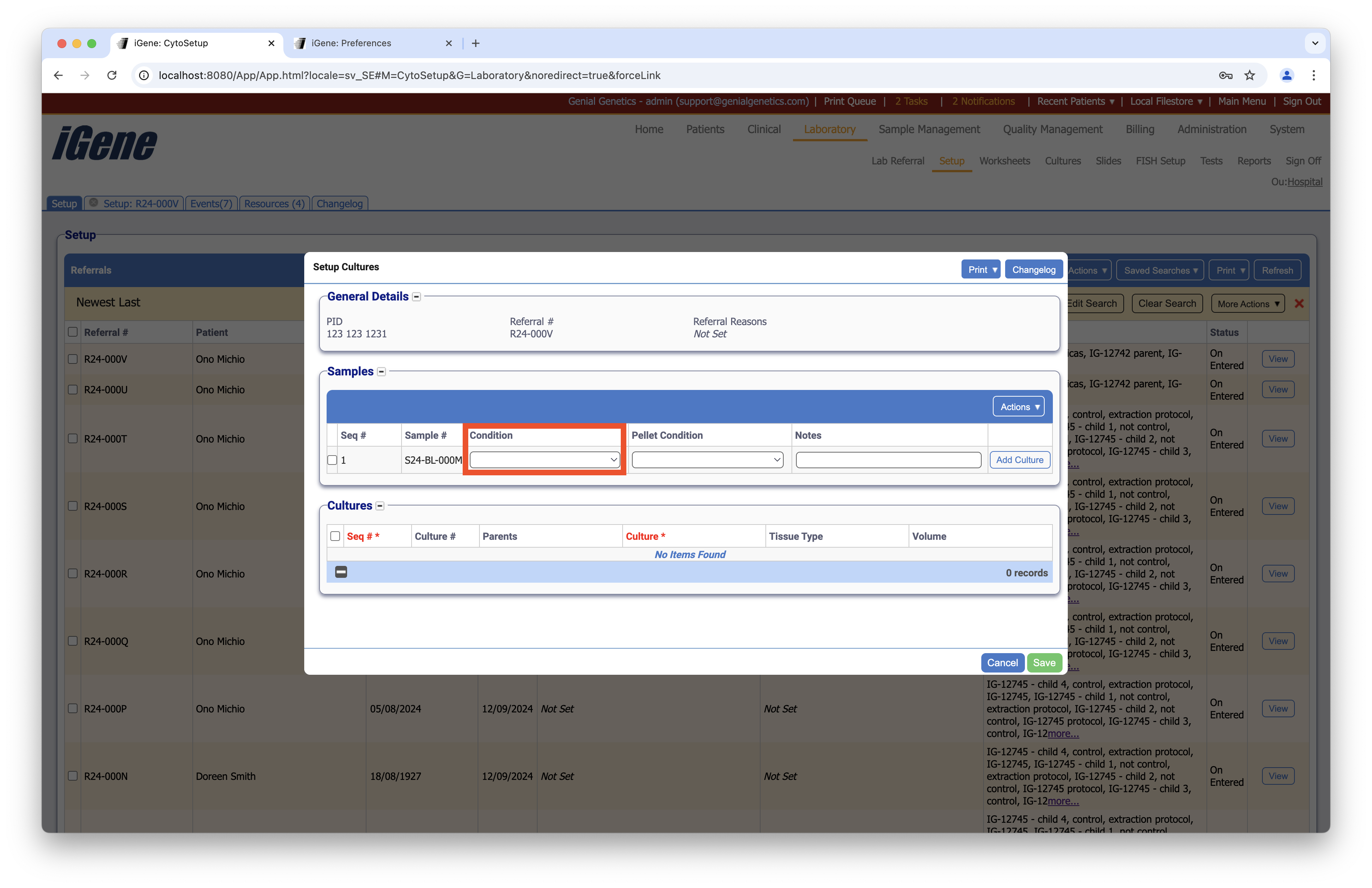 Sample Condition Example