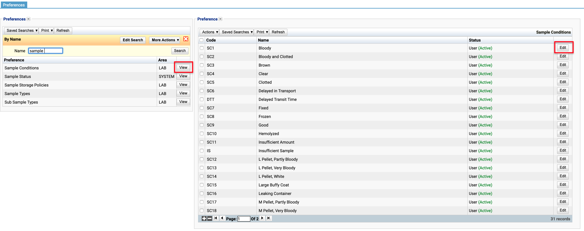 Finding Sample Conditions Preference