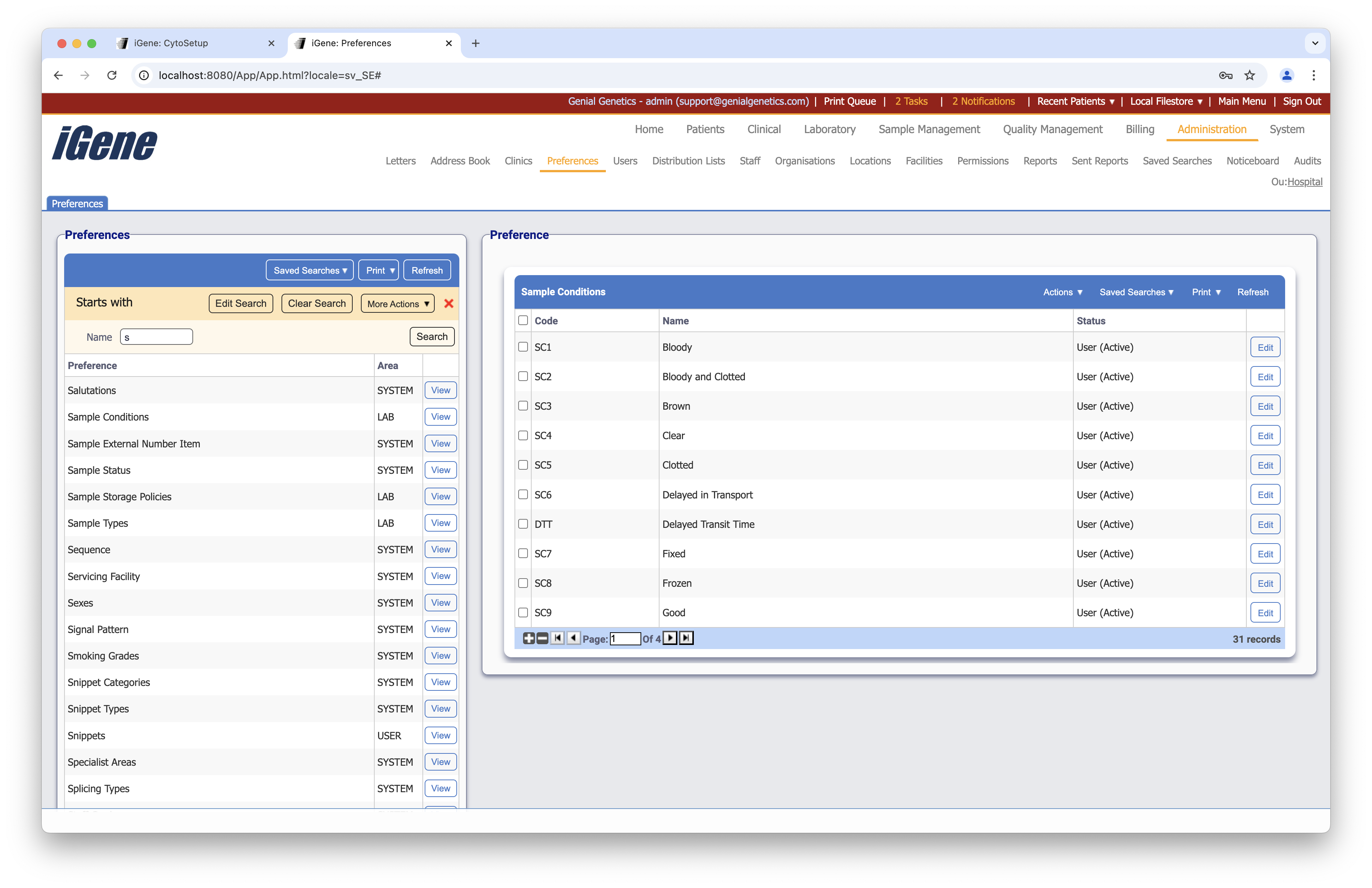 Finding Sample Conditions Preference