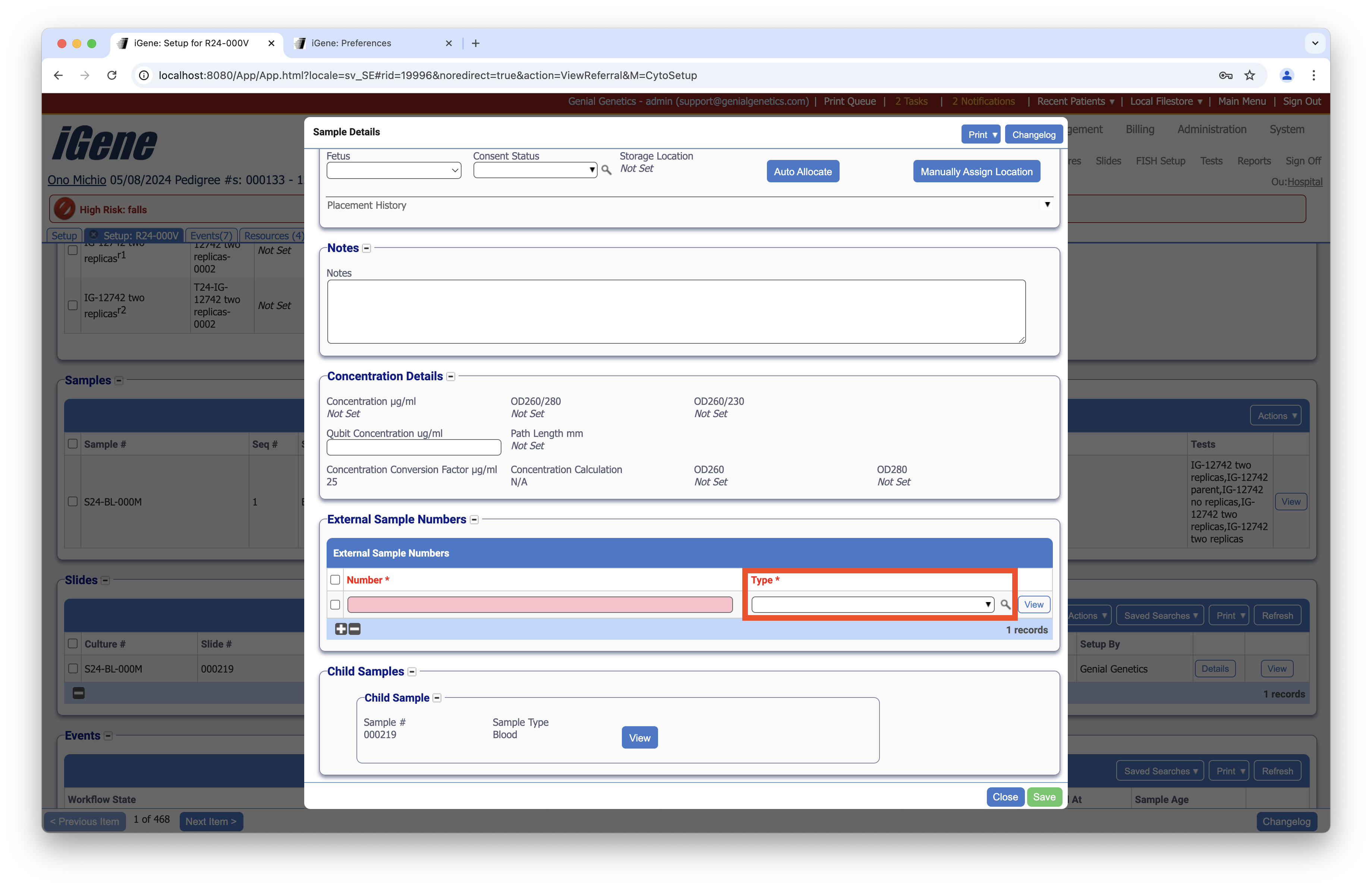 Sample External Number Items