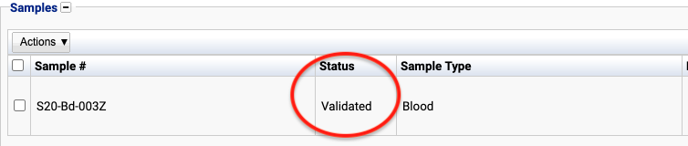 Sample status visible in referral setup