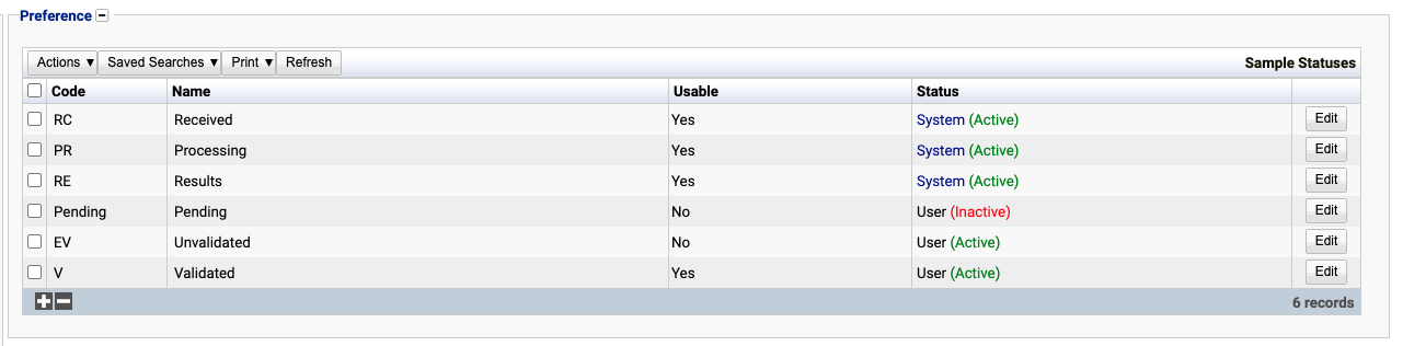 The pending sample status now displays as inactive