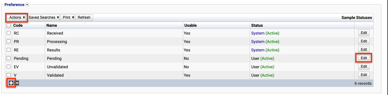 Status for output samples field found in test preference