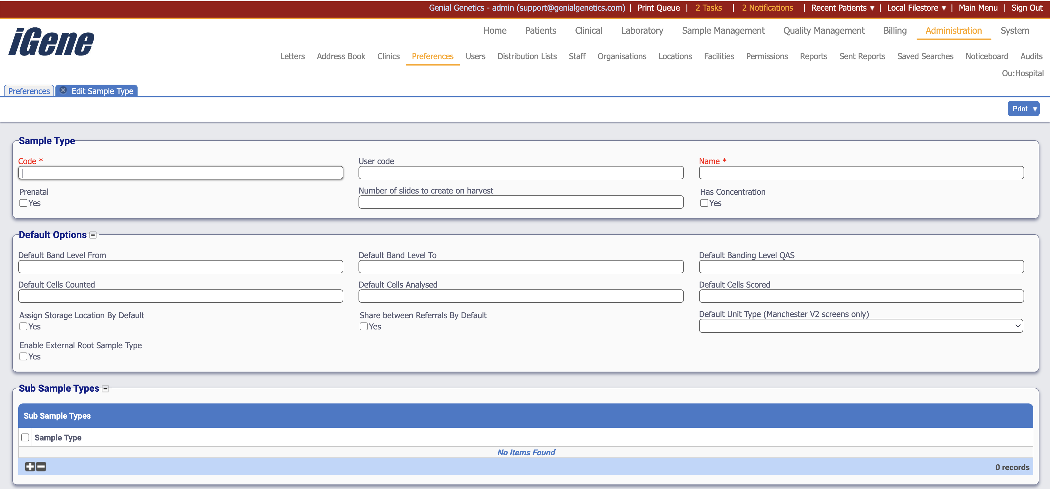 Sample Type Preference