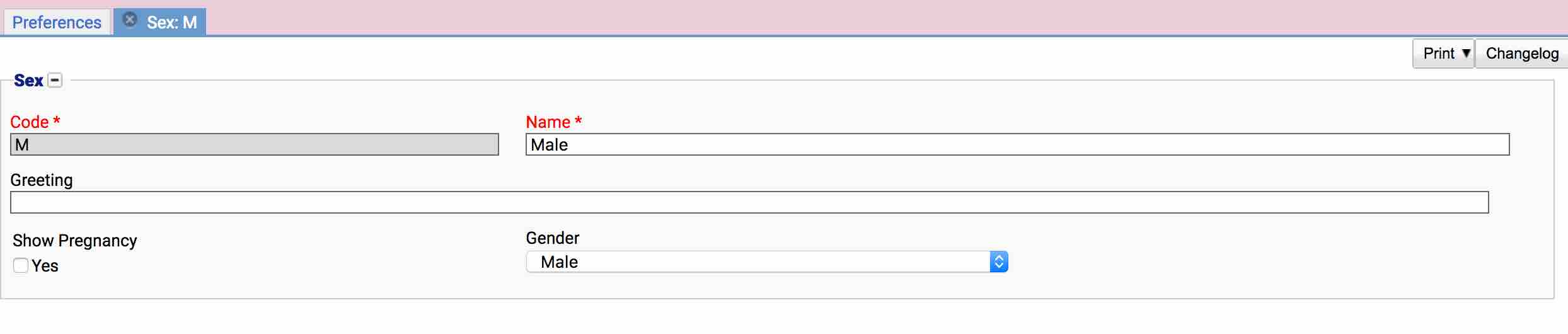 Sex Preference Table