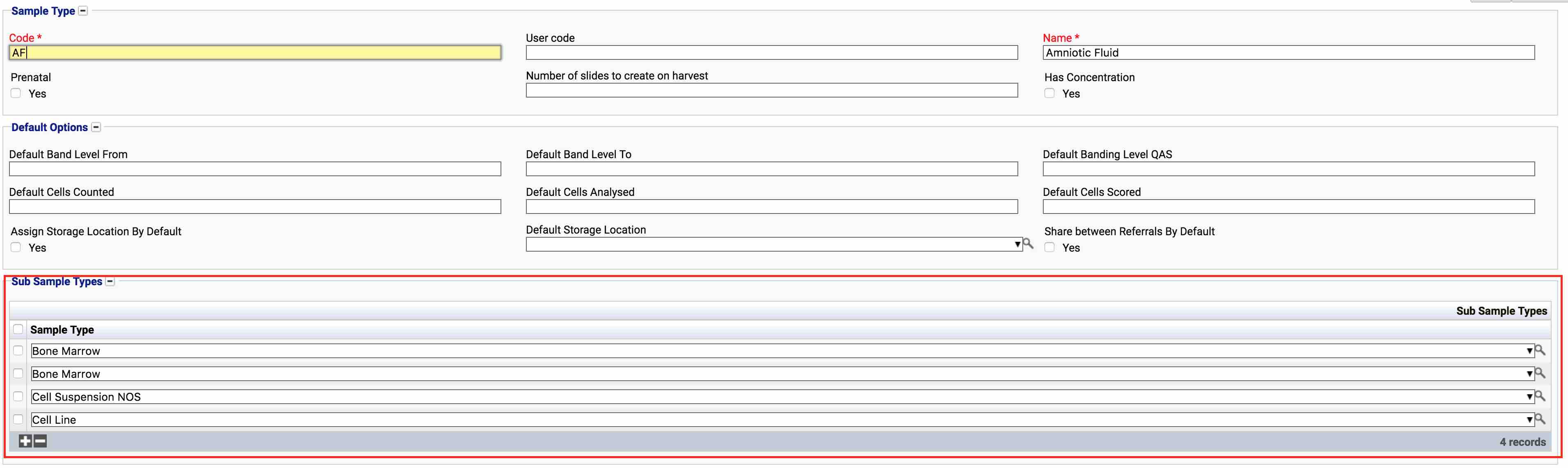 Add Sub Sample Type to Sample Type