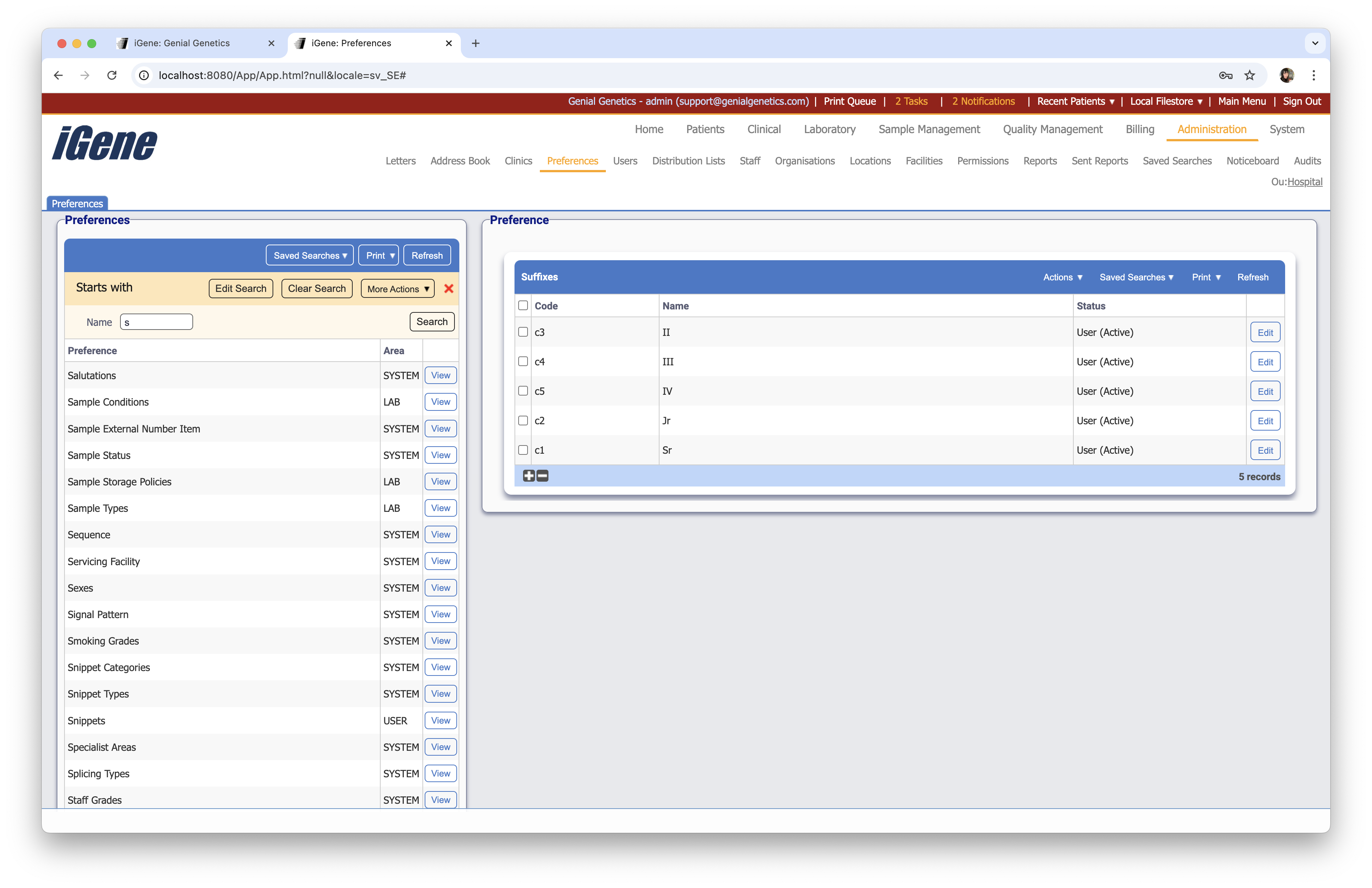 Finding the suffixes preference in the preference list.