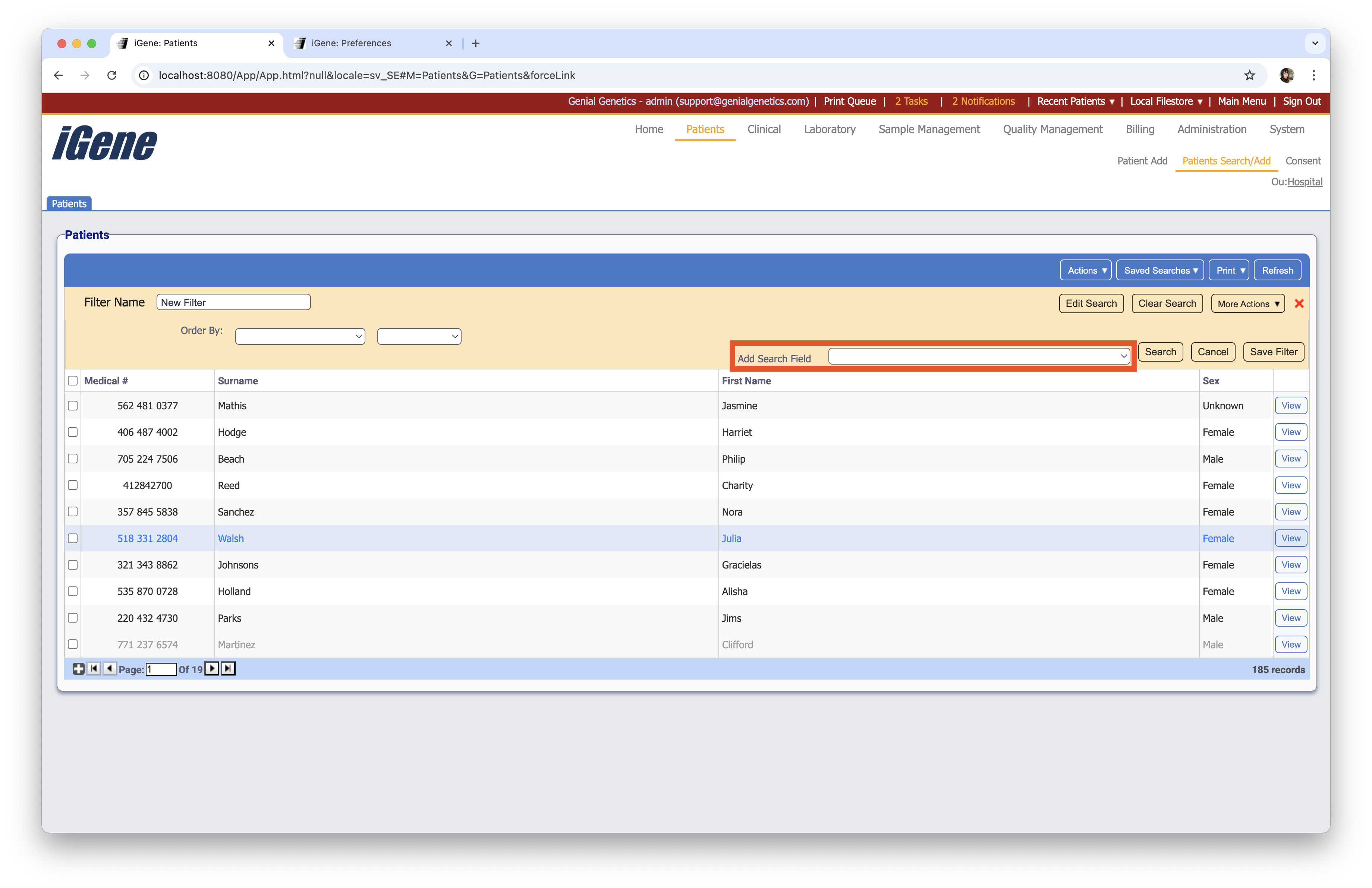 System Search Filters