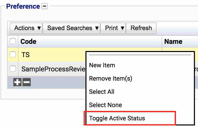 Toggling status of Test Status Template