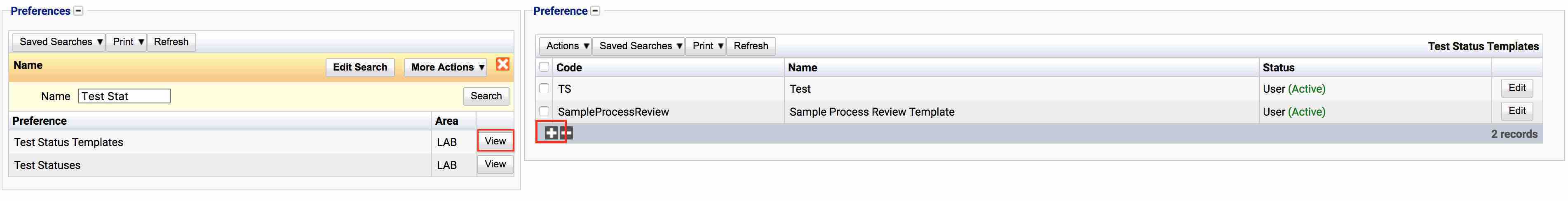 Finding Test Status Templates in preference list