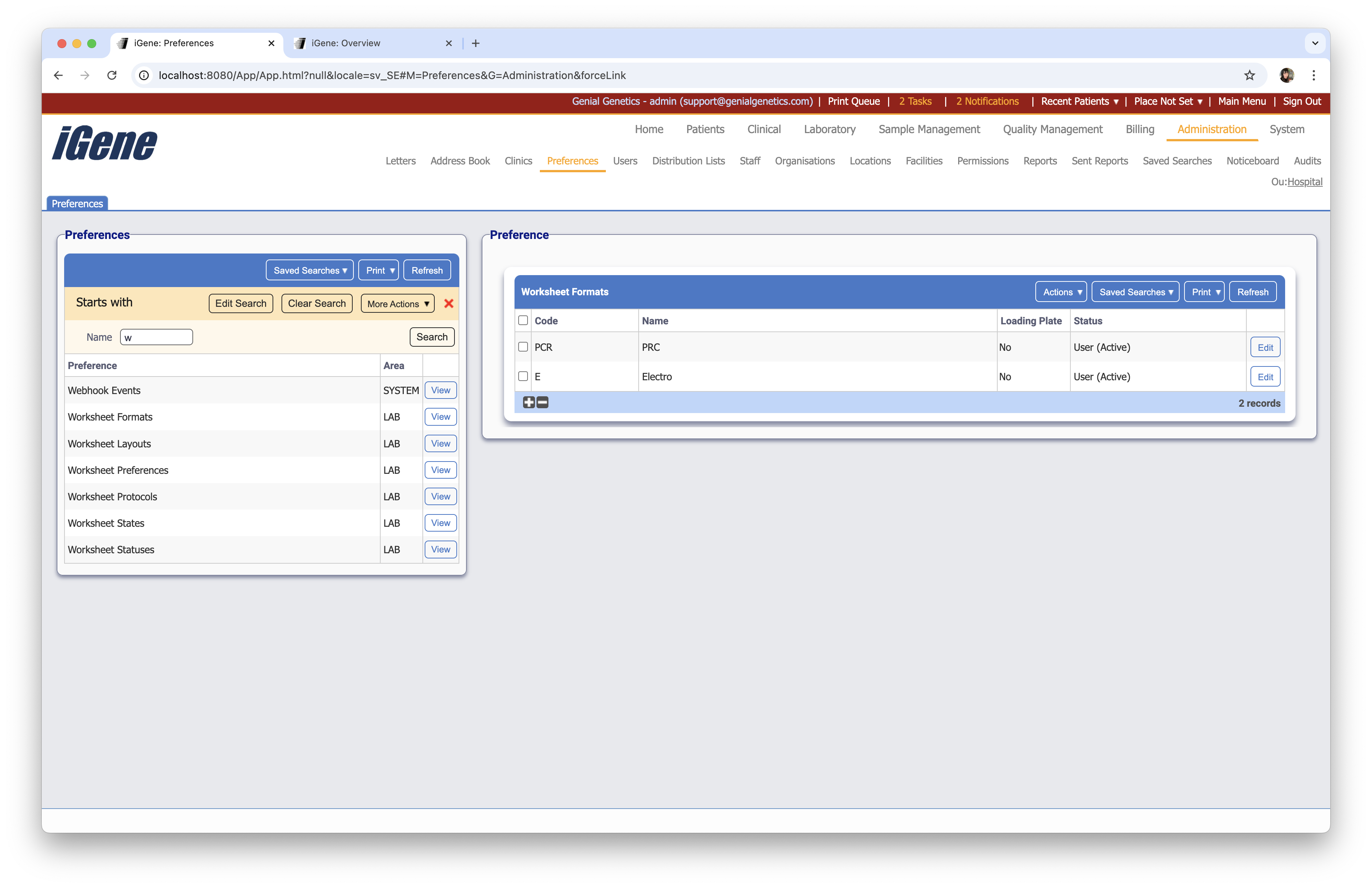 Worksheet Formats list