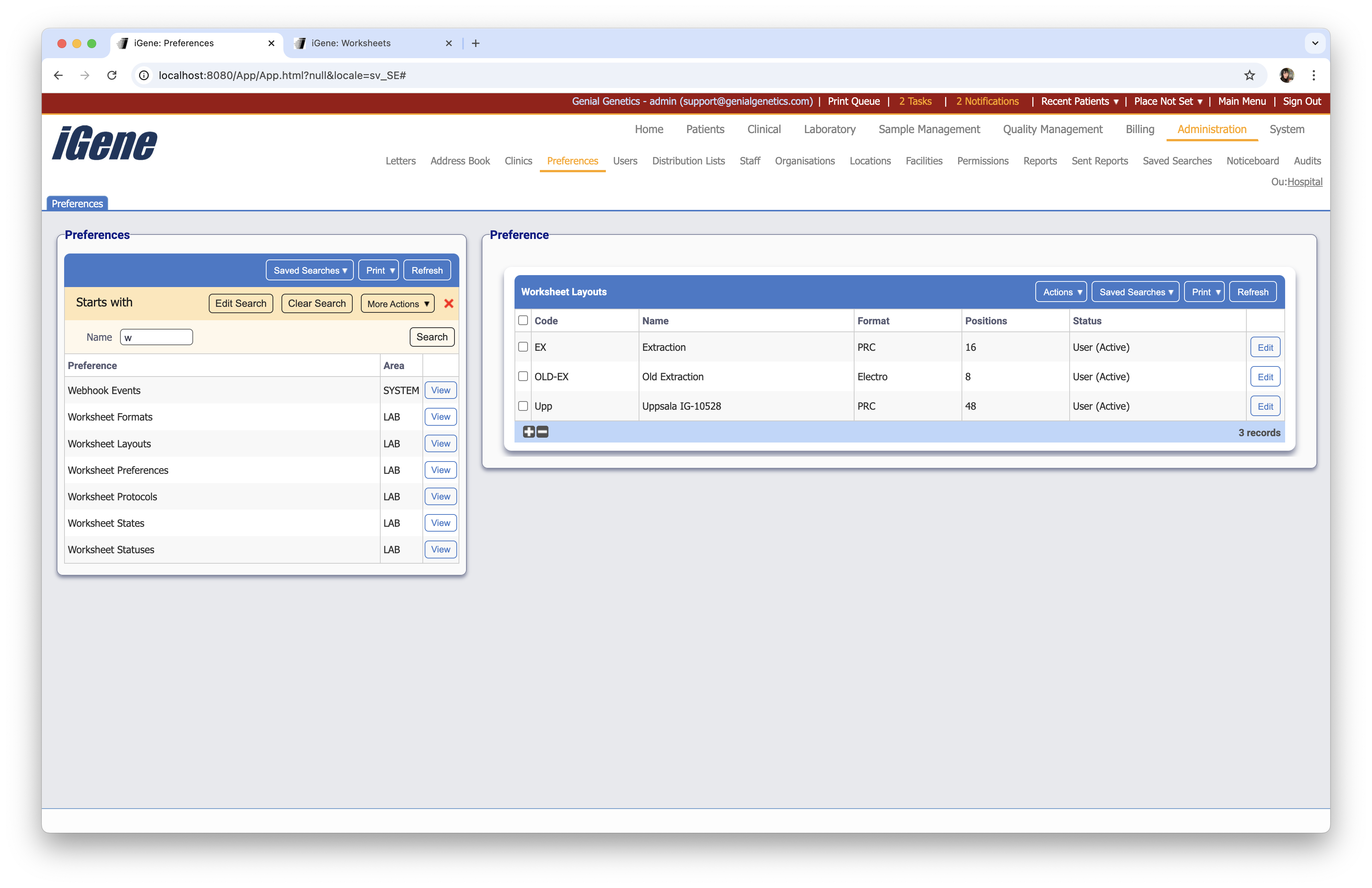Worksheet Layouts list